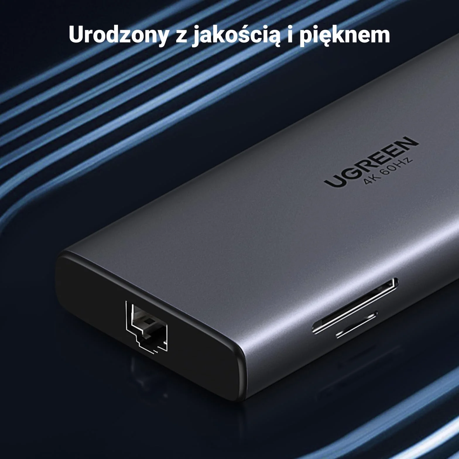 UGREEN Revodok Stacja Dokująca USB C z Połączeniem Danych 10 Gb/s 3.2, 4K 60 Hz HDMI, PD100W, Ethernet, Czytnik Kart SD/TF, Koncentrator USB A 3.0 Kompatybilna z MacBook, iPad, Surface
