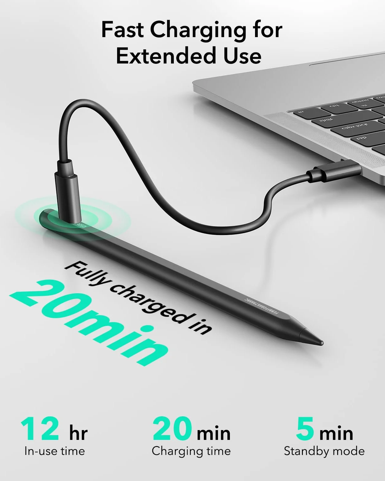 ESR Geo Digital iPad Pencil Findmy kompatybilny z Apple iPad 2018-2025, czarny