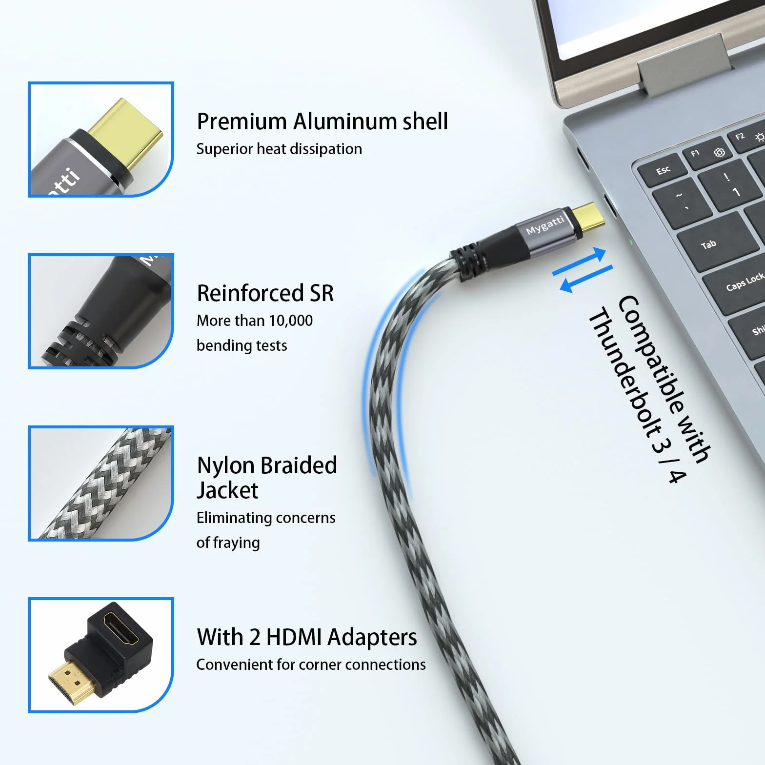 Kabel USB C na HDMI 4K UHD 5m kompatybilny z Thunderbolt 4 iPhone 15 16 17 MacBook iPad