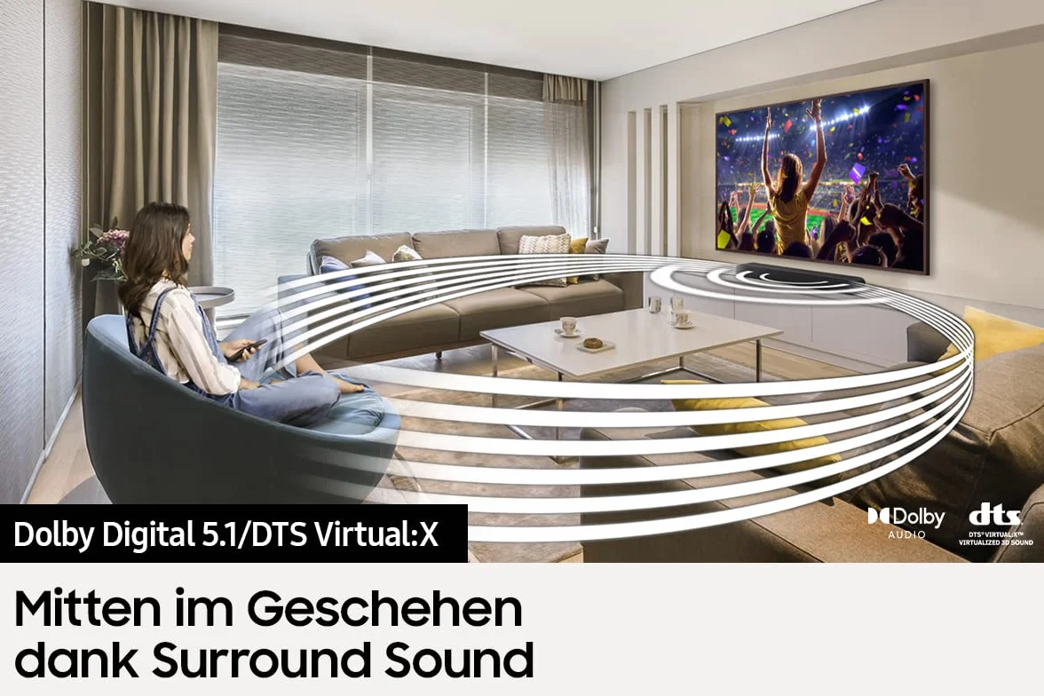 Samsung HW-S56B 3.0-kanałowy soundbar S (model niemiecki), bezprzewodowy Dolby Atmos 5.0 / DTS Virtual:X, Q-Symphony, wbudowany głośnik centralny [2022]