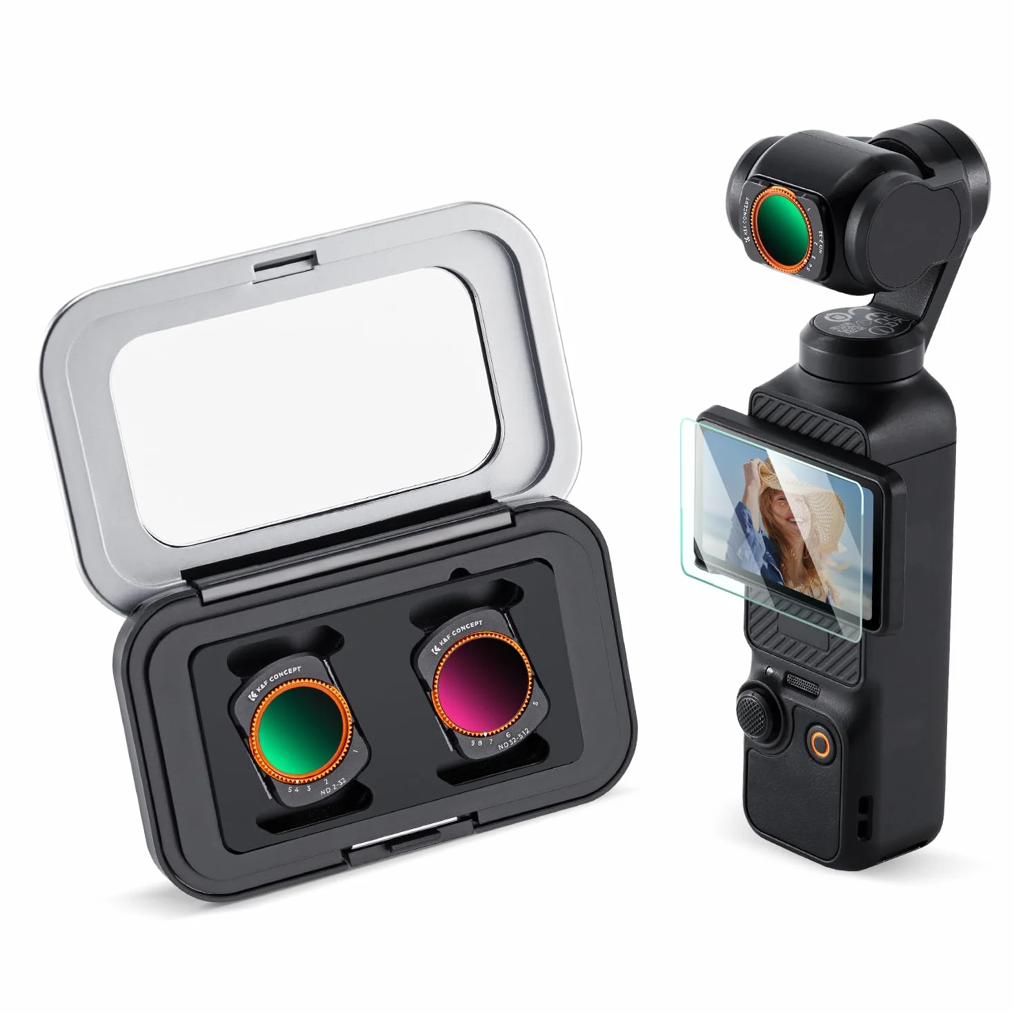 K&F Concept ND Zmienny zestaw filtrów ND2-ND32 i ND32-ND512 kompatybilny z dji Osmo Pocket 3, filtr magnetyczny akcesoria do Osmo Pocket 3 (aluminiowa rama)