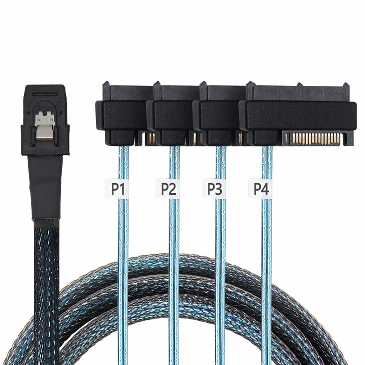 Wewnętrzny 36-pinowy mini SAS SFF-8087 Host do 4 ostrzy SFF-8482 SAS dysk twardy i kabel zasilający SATA 50 cm