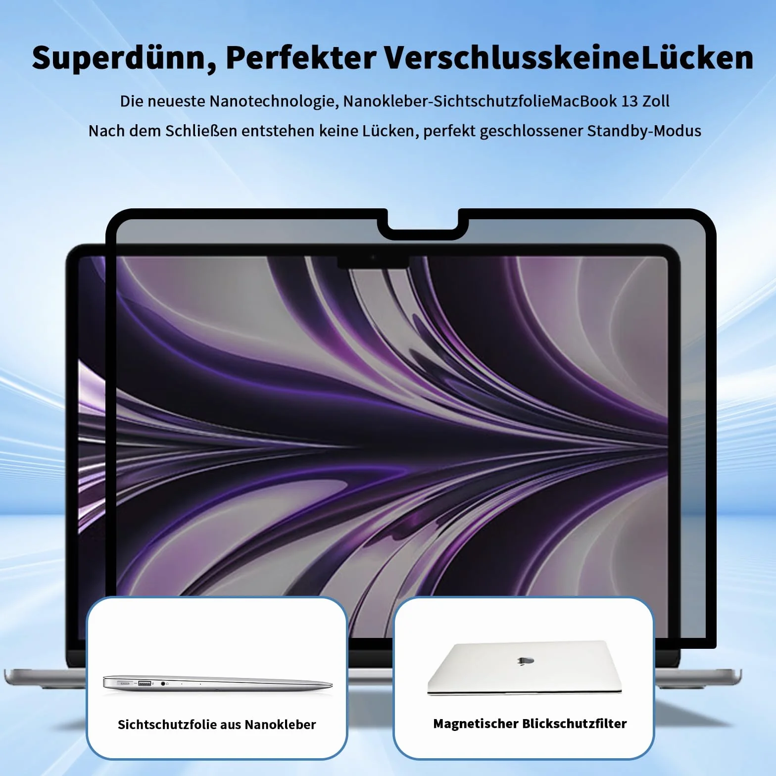 Nano Adsorpcyjny filtr prywatności do MacBooka Pro 14" (2021-2024, M1/M2/M3/M4 Pro/Max) HD odporny na zarysowania ochrona przed niebieskim światłem