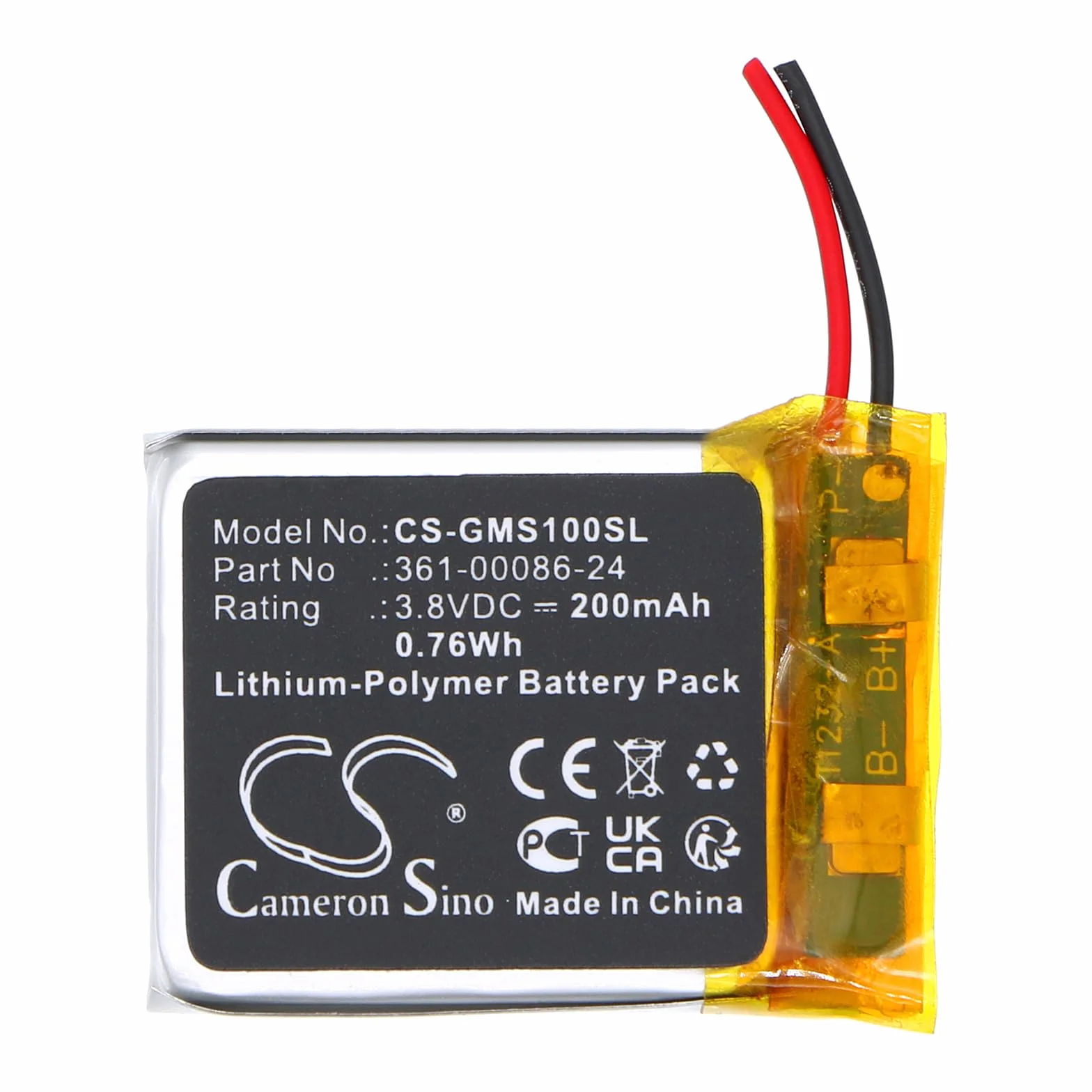 TECHTEK Bateria 200mAh kompatybilny z [Garmin] Instinct Solar GPS zastępuje 361-00086-24 FBA