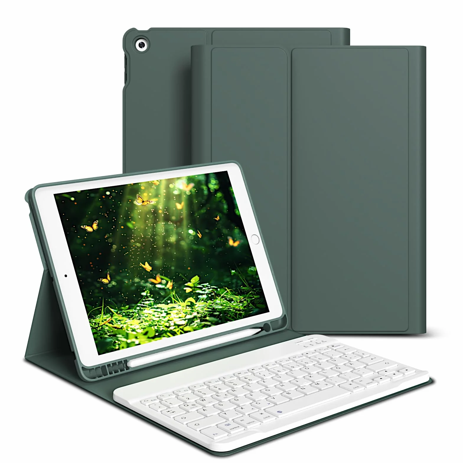 Etui z klawiaturą do iPada 9/8/7 gen (2021/2020/2019) 10,2 cala, TPU, QWERTZ, Bluetooth, zielony