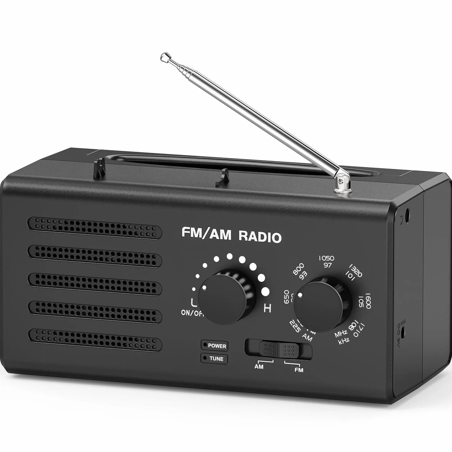 Padwa Lifestyle Przenośne mini radio, FM/AM/SW, czarne, głośniki 5 W, gniazdo słuchawkowe, zasilanie baterii AA, budzik do wędrówek, joggingu, kempingu
