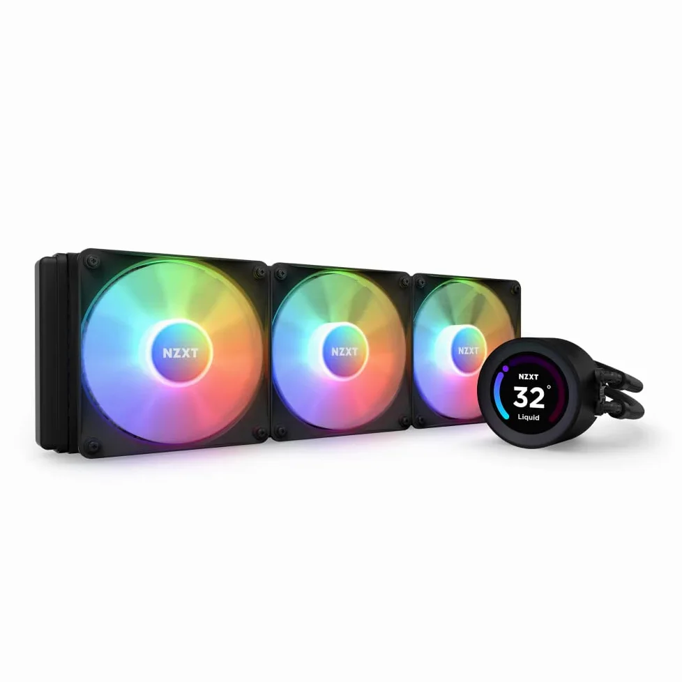 NZXT Kraken Elite 360 RGB - Chłodzenie AIO CPU 360mm, LCD - Czarny | Premium chłodzenie AIO RGB 360mm z konfigurowalnym LCD 2,36 cala i wentylatorami RGB Core. Flagowe chłodzenie, kontrola CAM.