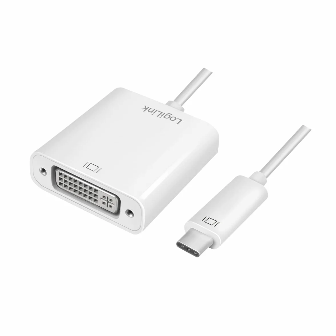 LogiLink UA0245A – USB-C (USB 3.2 Gen 1x1) adapter DVI z wbudowanym nadajnikiem DVI, rozdzielczość 1080p dla Windows 8/10, Mac OS X (w zestawie modele MacBook Pro od 2016), Chrome OS i Android