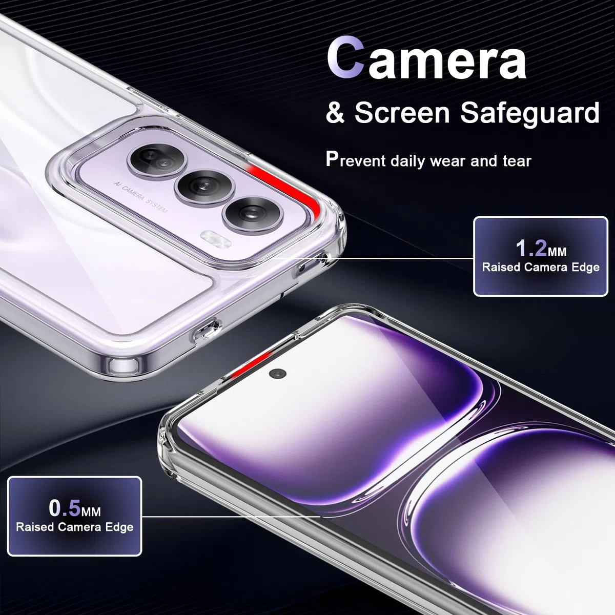 Etui na Oppo Reno 12 Pro 5G, Militarna Ochrona Przed Upadkiem, Odporne na Żółknięcie, Ultracienkie Przezroczyste Etui z Twardego PC Antyzarysowaniowe, Antywstrząsowe