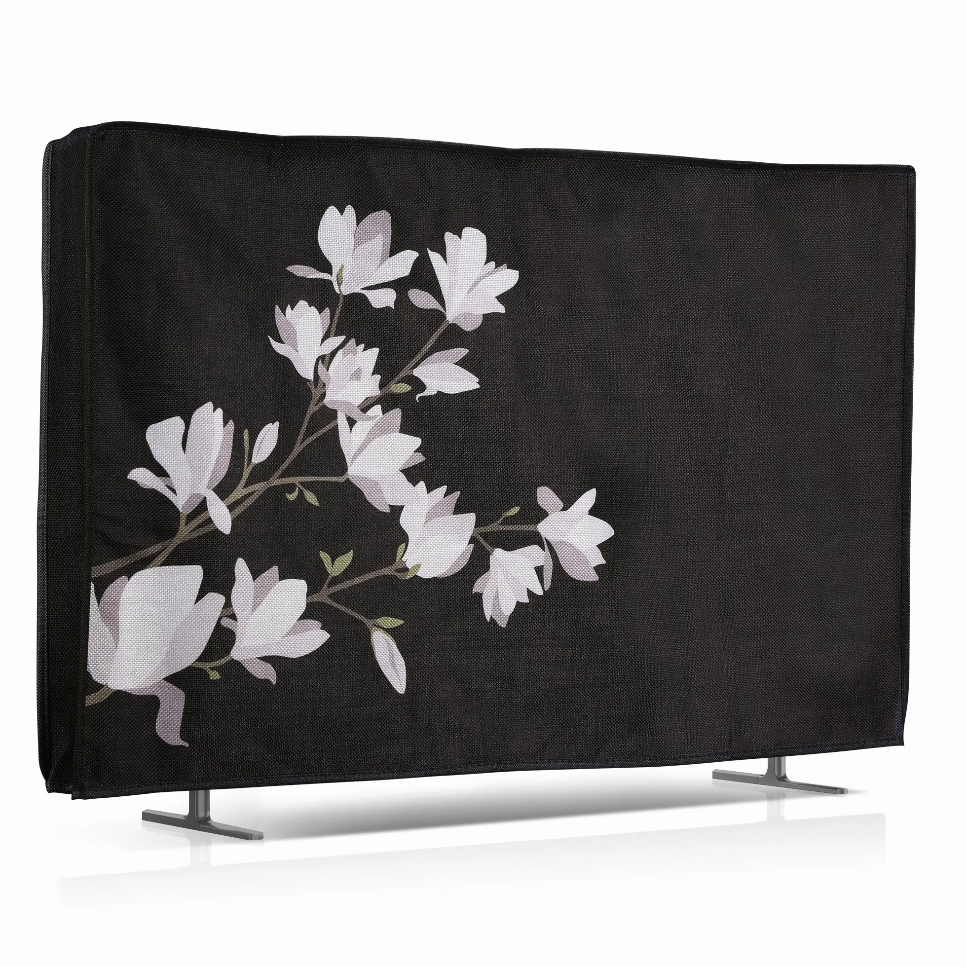 kwmobile Lniane etui kompatybilne z telewizorem 32" – pokrowiec ochronny na telewizor – osłona przeciwpyłowa na telewizor – magnolie