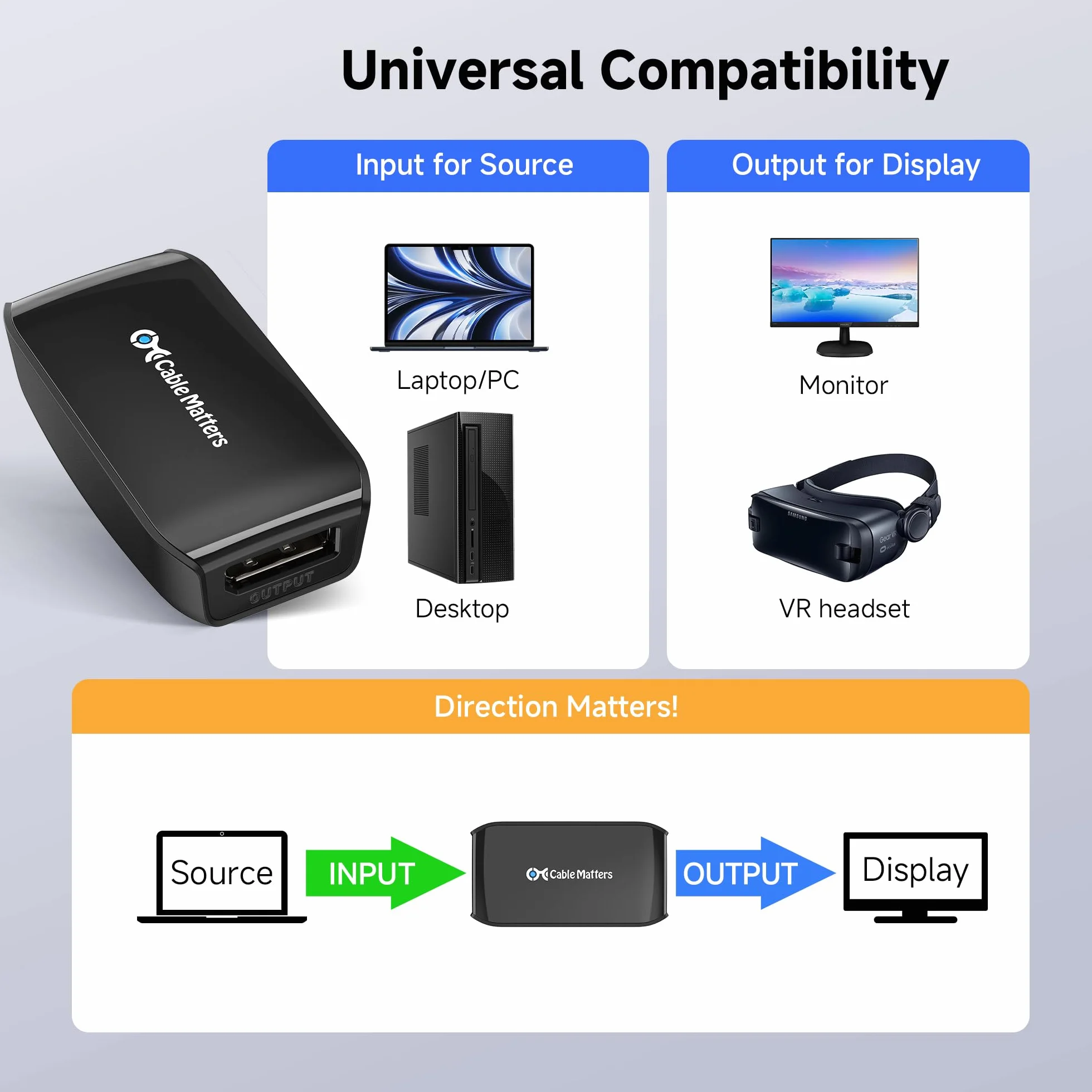 Cable Matters Wzmacniacz DisplayPort z obsługą rozdzielczości wideo 8K dla Oculus Rift i nie tylko