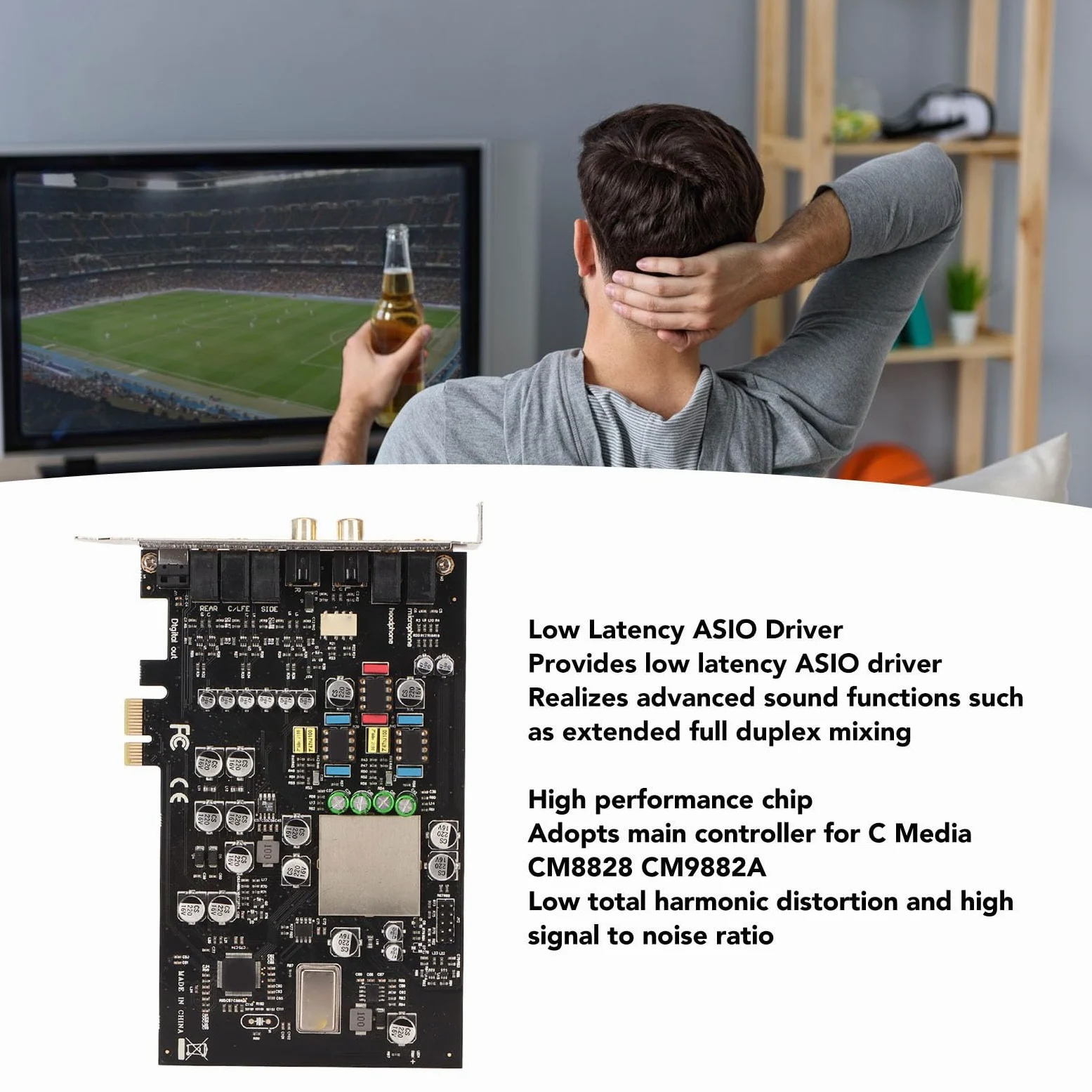 Wewnętrzna Karta Dźwiękowa, CM8828 CM9882A 7.1CH TCXO 24Bit 192kHz 100db SNR Karta Dźwiękowa PCI Express Adapter, Karta Dźwiękowa Stereo 3D PCI e, na PC 7 8 10 XP Vista