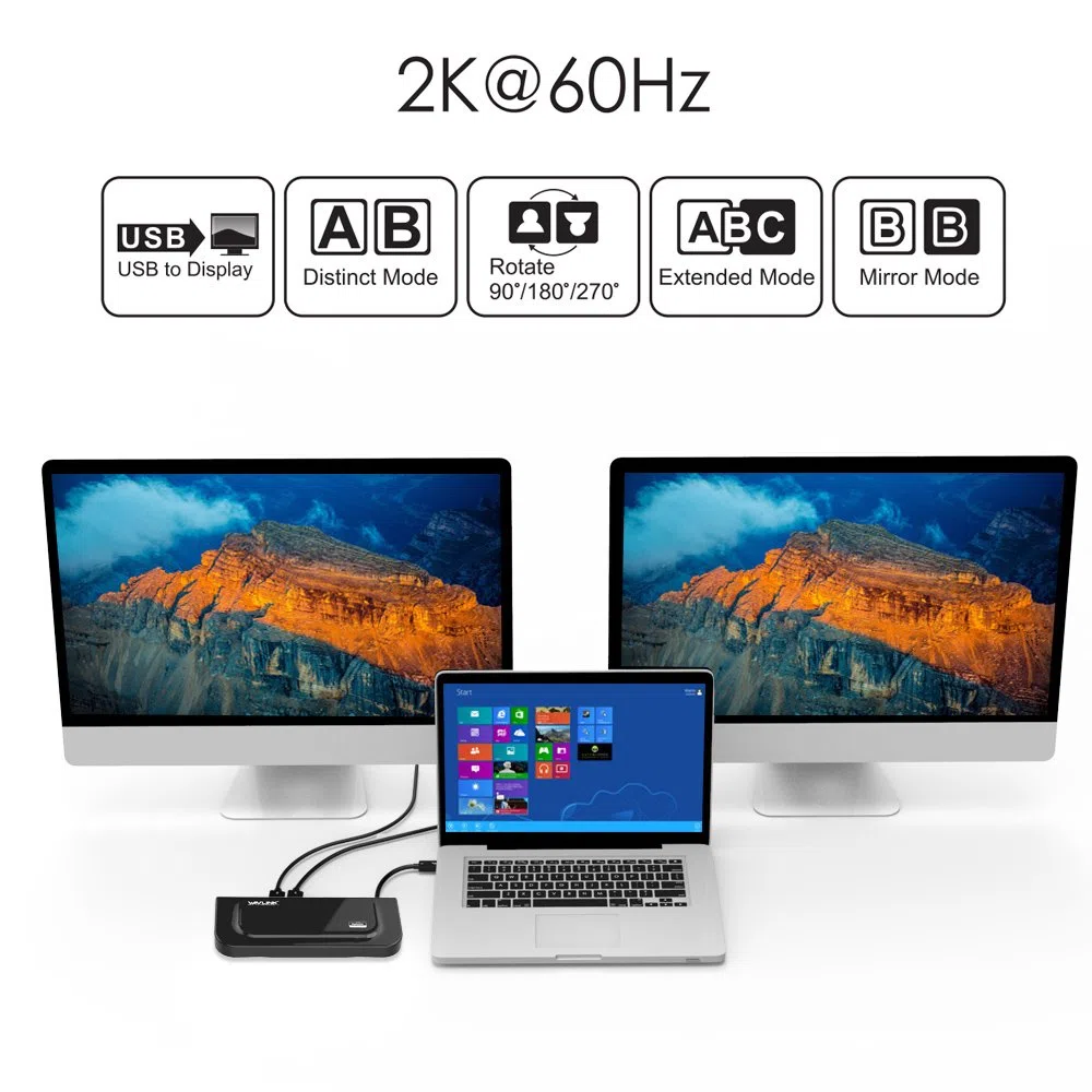 Wavlink uniwersalna stacja dokująca USB 3.0 z podwójnym wyjściem wideo (DVI, VGA lub HDMI) do laptopa/PC lub komputera Mac, Gigabit Ethernet, wejście i wyjście, 2 porty USB 3.0, 4 porty USB 2.0