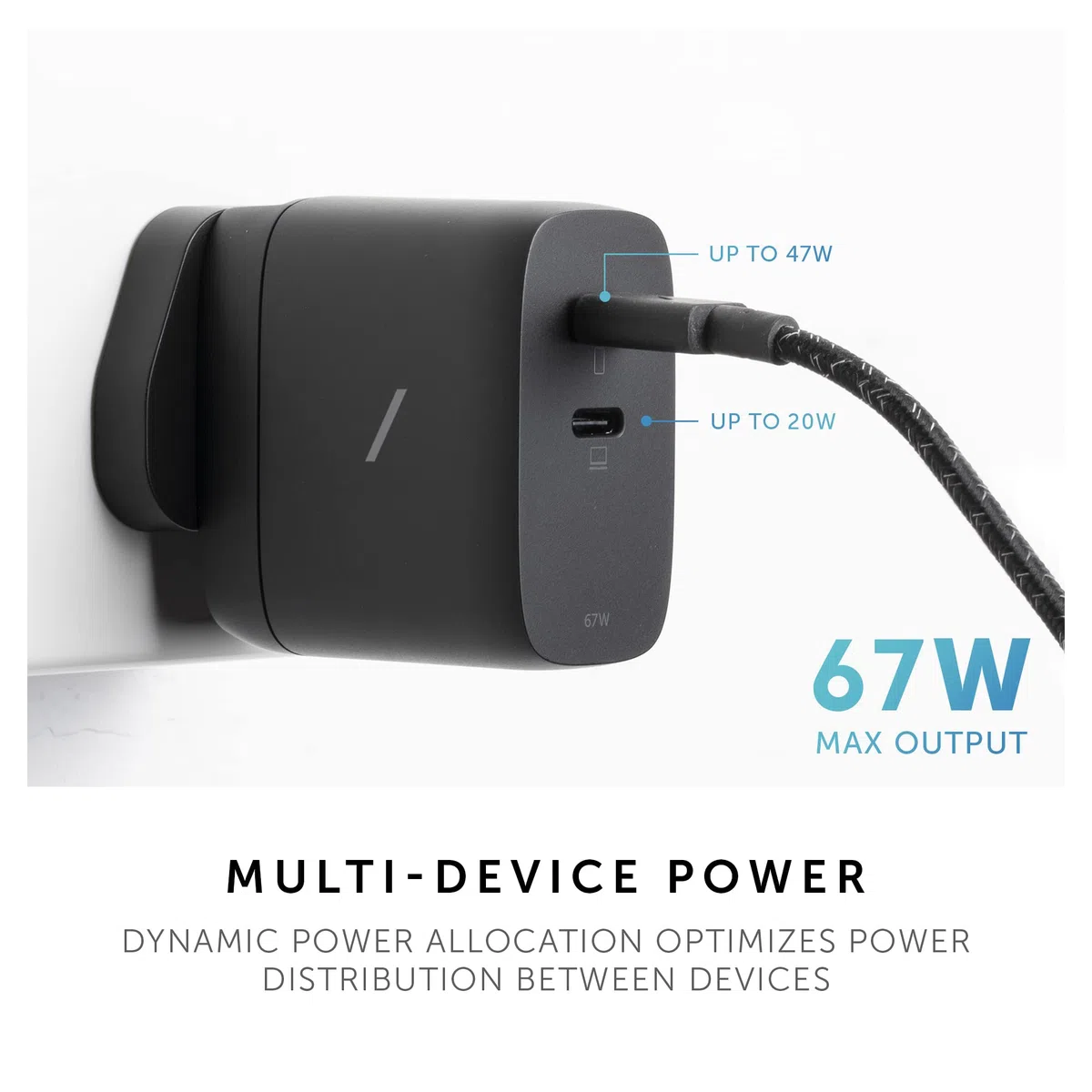 Native Union GaN Szybka ładowarka PD 67W - Ultra-kompaktowa kompatybilna z dostawą energii do 67 W - do MacBook Pro, iPadów, iPhone'a i innych urządzeń (czarna)