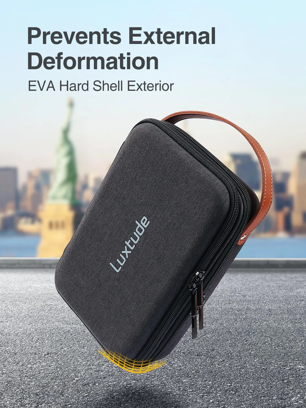 Luxtude Organizer na elektronikę, twarde etui podróżne do iPada Mini (wnętrze do 21 cm)