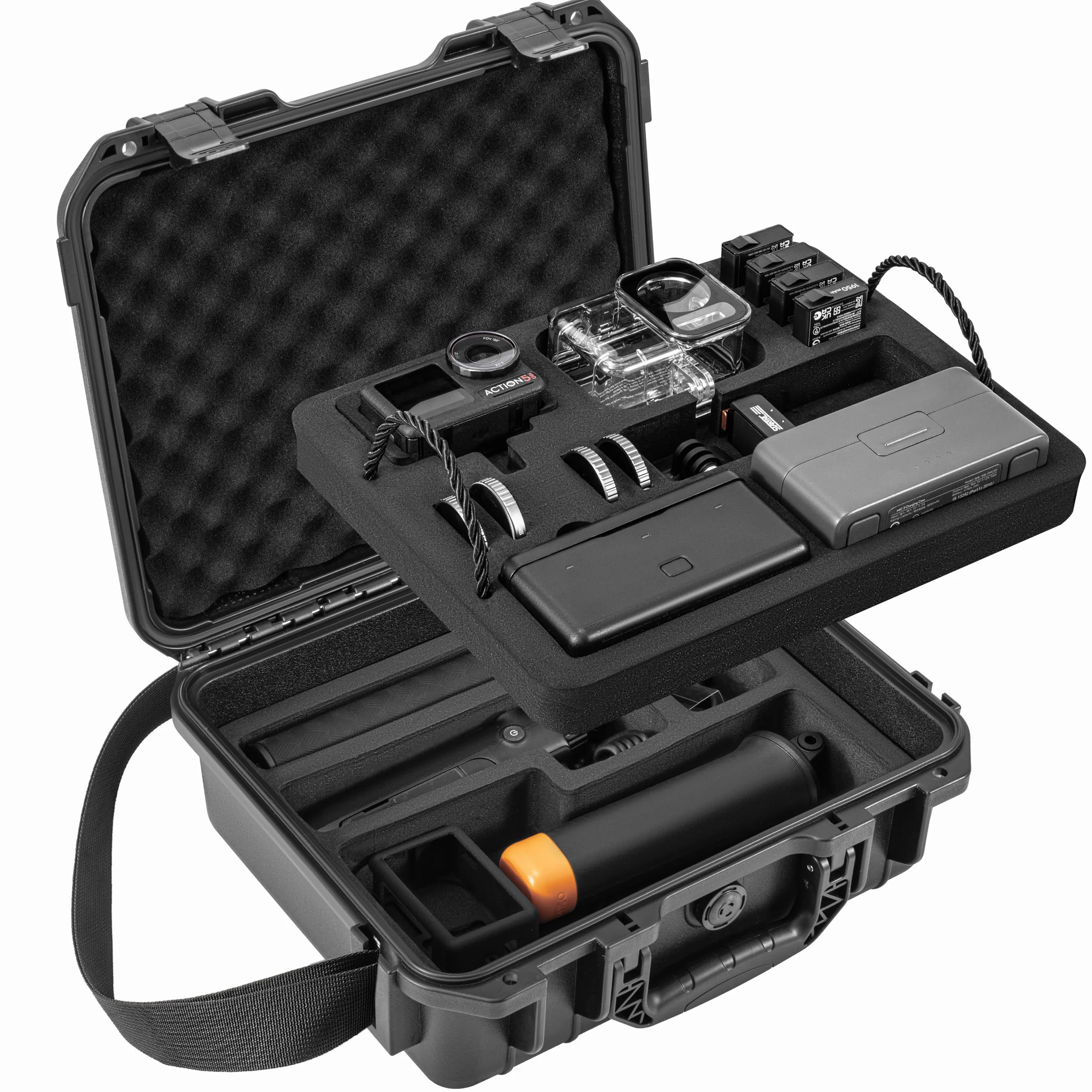 Tomat Action 5 Pro walizka etui wodoodporna dwuwarstwowa torba na DJI Osmo Action 5 Pro/4/3 akcesoria twardy pokrowiec do podróży, ochrona, kompatybilna z MIC 2/wielofunkcyjny uchwyt ładujący