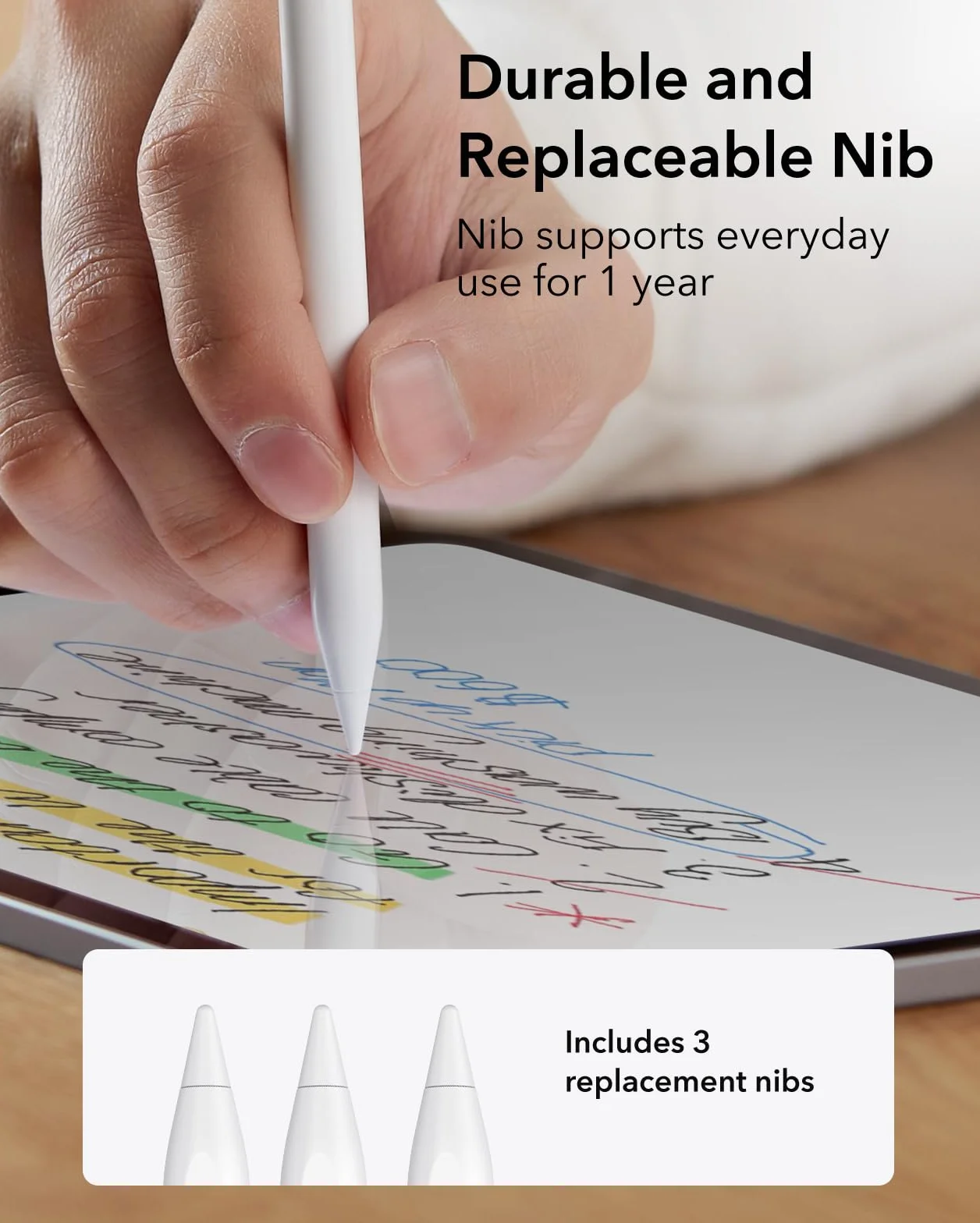 ESR Rysik do iPada 2018-2026 z Tilt Sensitivity i Palm Rejection, kompatybilny z iPad 11/10. Gen, Air 11/13, Pro 11/12.9/13, Mini 6/5, biały