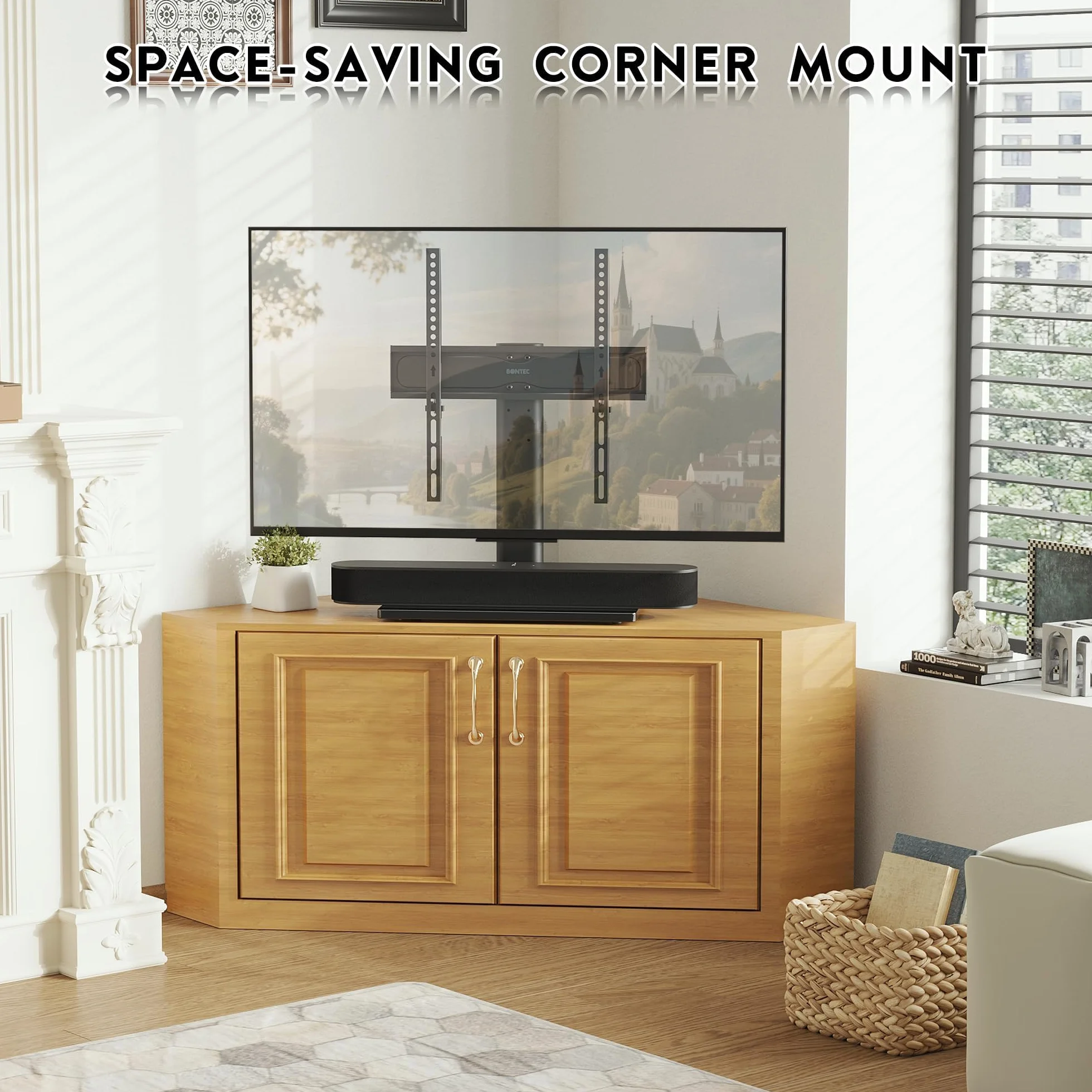 BONTEC Uniwersalny Stojak Telewizor 26"-55" LCD LED Plazmowy Regulacja Wysokości Podstawa Szkło Hartowane 8mm