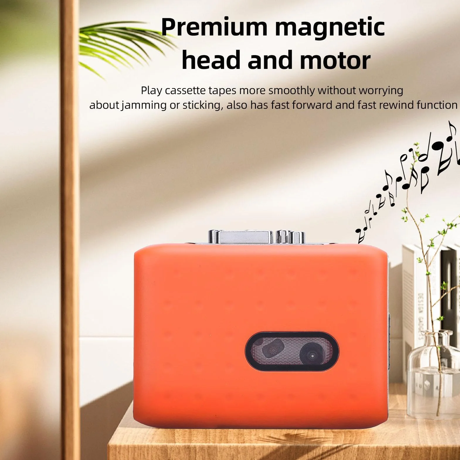 Przenośny magnetofon kasetowy USB-C na MP3, konwerter z mikrofonem i słuchawkami, szybkie przewijanie do przodu/do tyłu, odtwarzacz kasetowy retro z przyłączem słuchawkowym do muzyki i książek