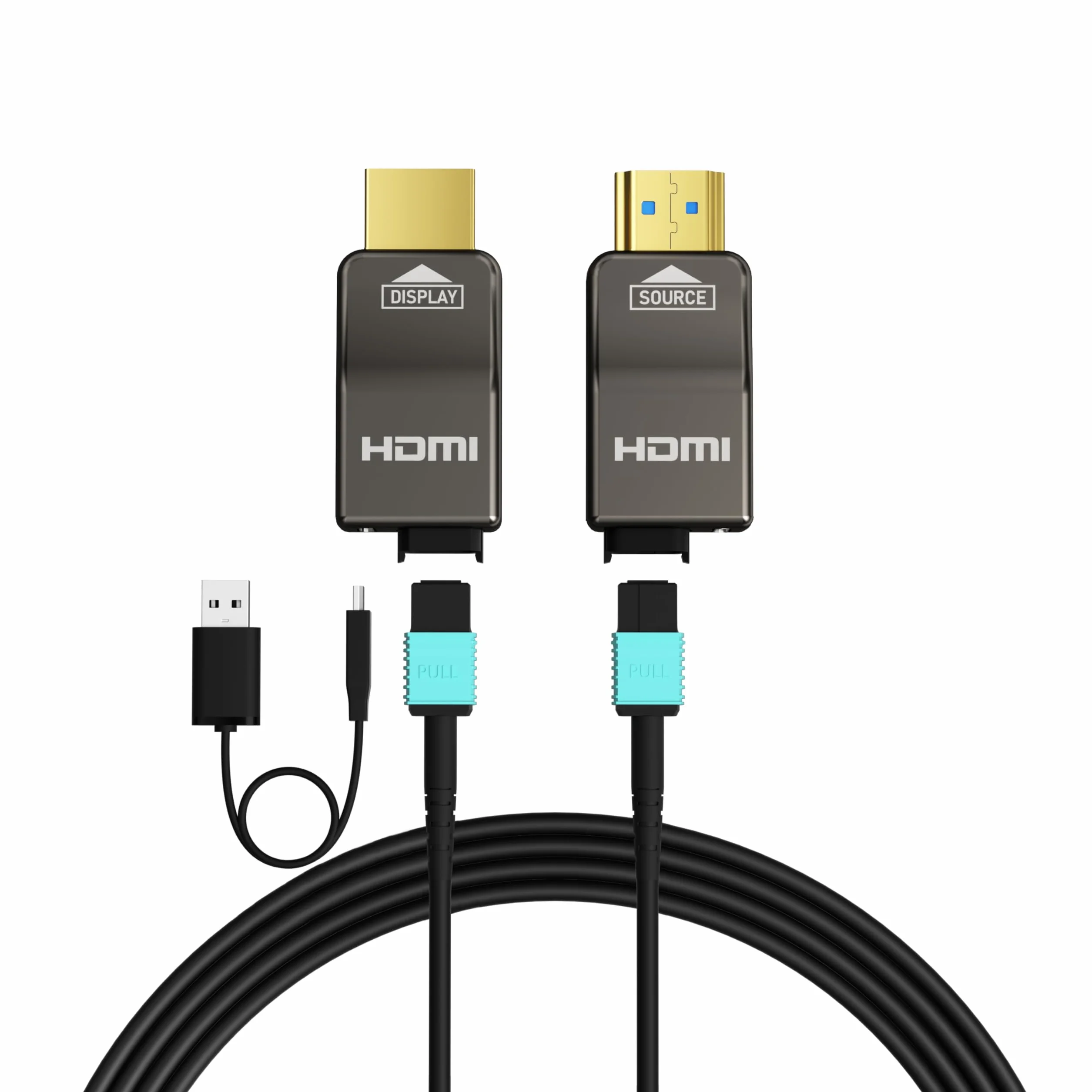 RUIPRO HDMI 2.1 8K, pełny światłowód, odłączany, opancerzony, 48Gbps, 3 m | Pełny światłowód zmniejsza EMI względem miedzi, a odłączane moduły pozwalają uniknąć wymiany całego kabla w ścianie