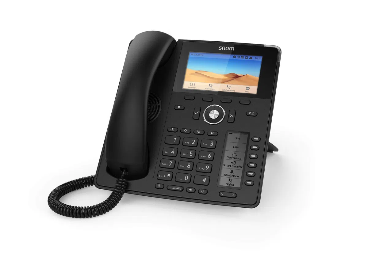 Snom D785N telefon IP, telefon stołowy SIP, kolorowy wyświetlacz TFT 4,3" 480 x 272 pikseli, 12 tożsamości SIP, przełącznik haka czujnika, USB, 48 kluczy do samodzielnego zapisywania (12 fizycznych), czarny, 000459