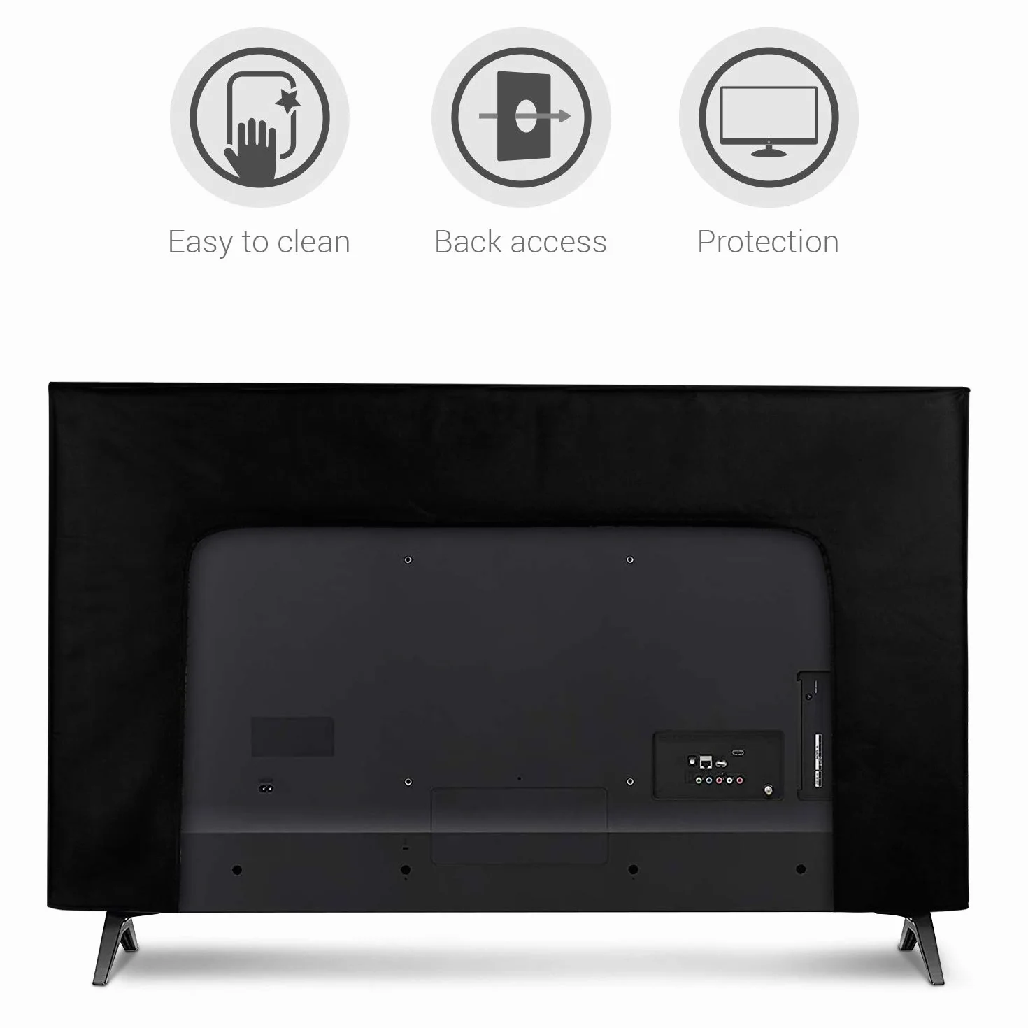 kwmobile Wewnętrzny pokrowiec na telewizor 109.2 cm, osłona przeciwpyłowa, tkanina syntetyczna, biały/czarny