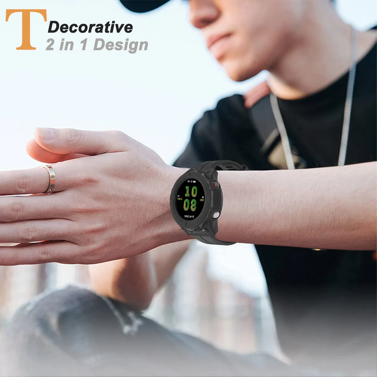 Miimall Etui kompatybilne z Garmin Forerunner 255, miękkie tworzywo TPU, antypoślizgowe, odporne na zużycie, odporne na pot, odciski palców, pełna ochrona, odporne na uderzenia, etui ochronne do