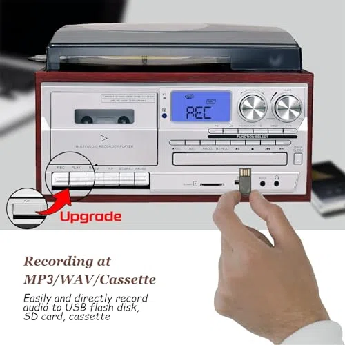 Bezprzewodowe głośniki stereo w stylu retro z odtwarzaczem CD, odtwarzaczem płyt, radiem, Bluetooth i pilotem zdalnego sterowania – najlepsze centrum rozrywki dla entuzjastów muzyki