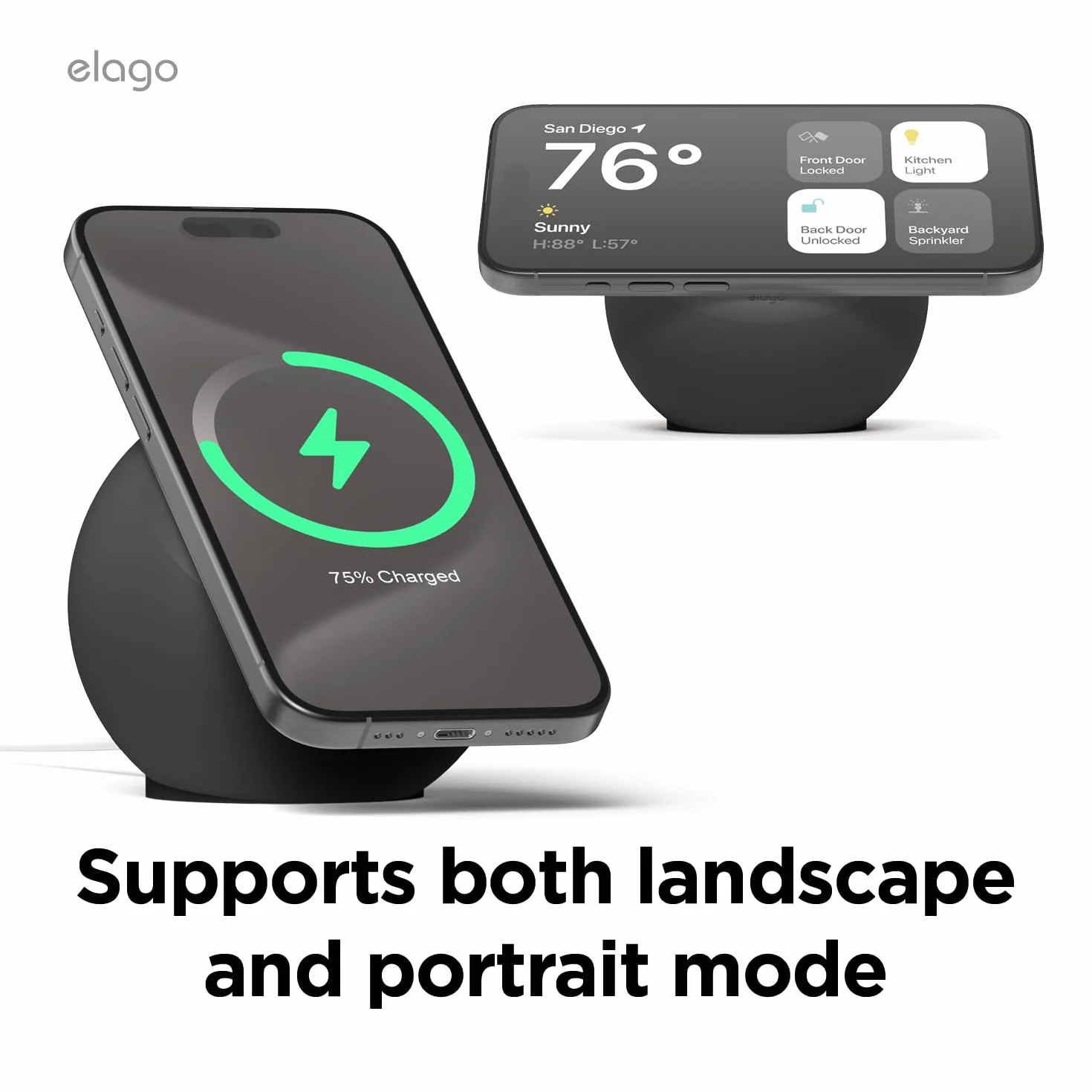 elago MS2 Stojak do ładowania Kompatybilny z ładowarką MagSafe, Silikonowy, Klasy Premium, do iPhone’a 15, 14, 13, 12 Seria, ładowarka Nie Jest Dołączona, Czarny