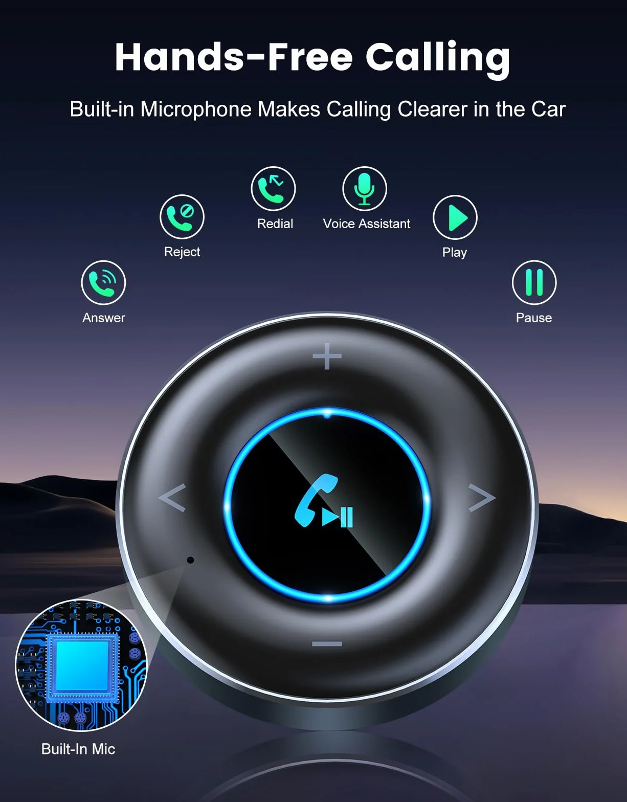 Adapter samochodowy Bluetooth 5,3, [podłącz i używaj] odbiornik Bluetooth 3,5 mm, samochodowy zestaw głośnomówiący Bluetooth, wbudowany mikrofon Hi-FI do stereo/głośników/słuchawek przewodowych