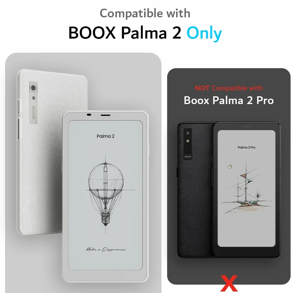 TUDIA SKN FLIP V2 Zaprojektowane dla Onyx Boox Palma 2 etui - [ulepszona technologia automatycznego budzenia/uśpienia] odporny na wstrząsy, smukły, przezroczysty tył TPU z teksturowaną skórą (różowy)
