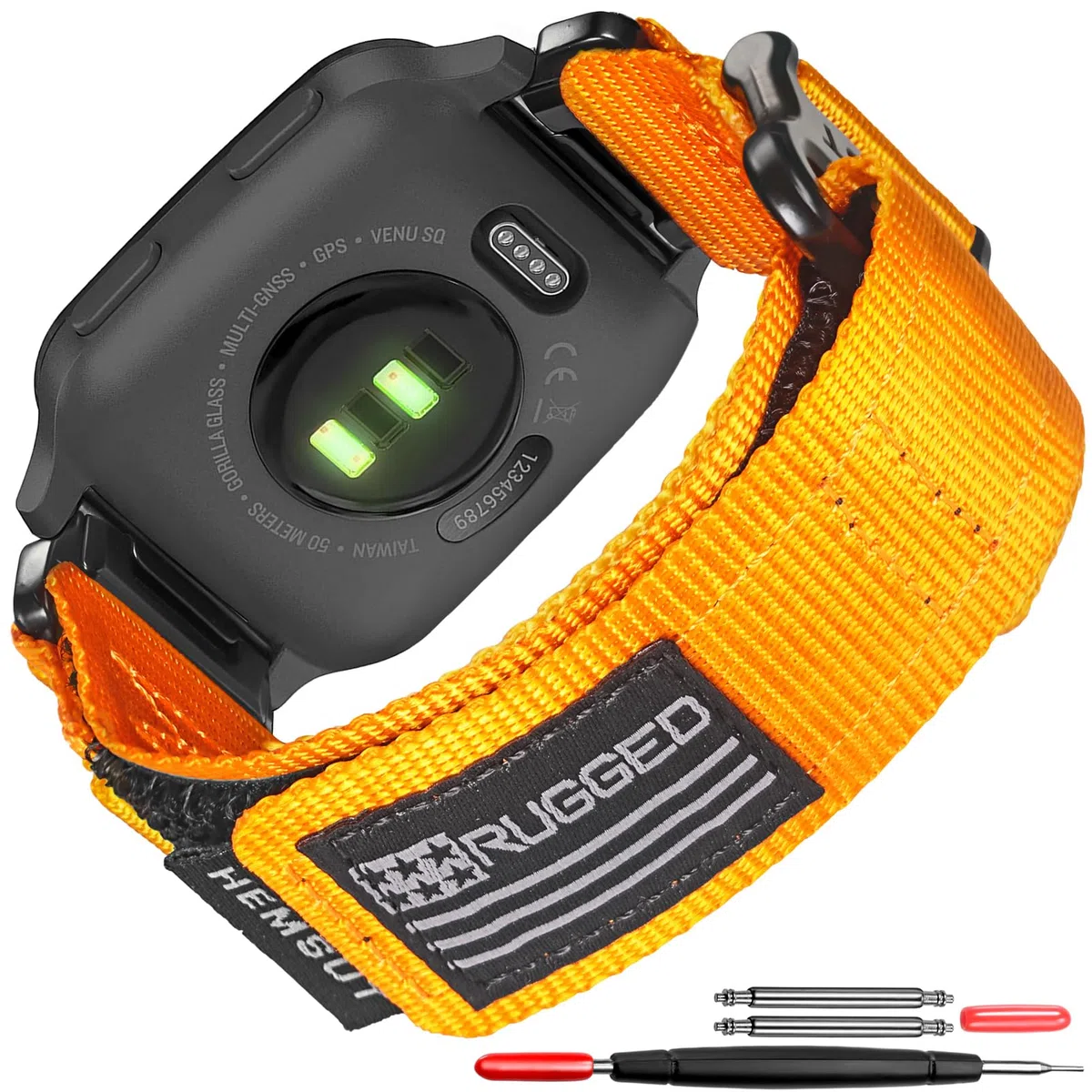 Kompatybilny z Garmin Venu/2 Plus/Sq/Sq 2/ Sq Music (nie Venu 2/2S) Pasek do zegarka z szybkozłączkami, super wytrzymały nylonowy pasek sportowy z plecionym pierścieniem