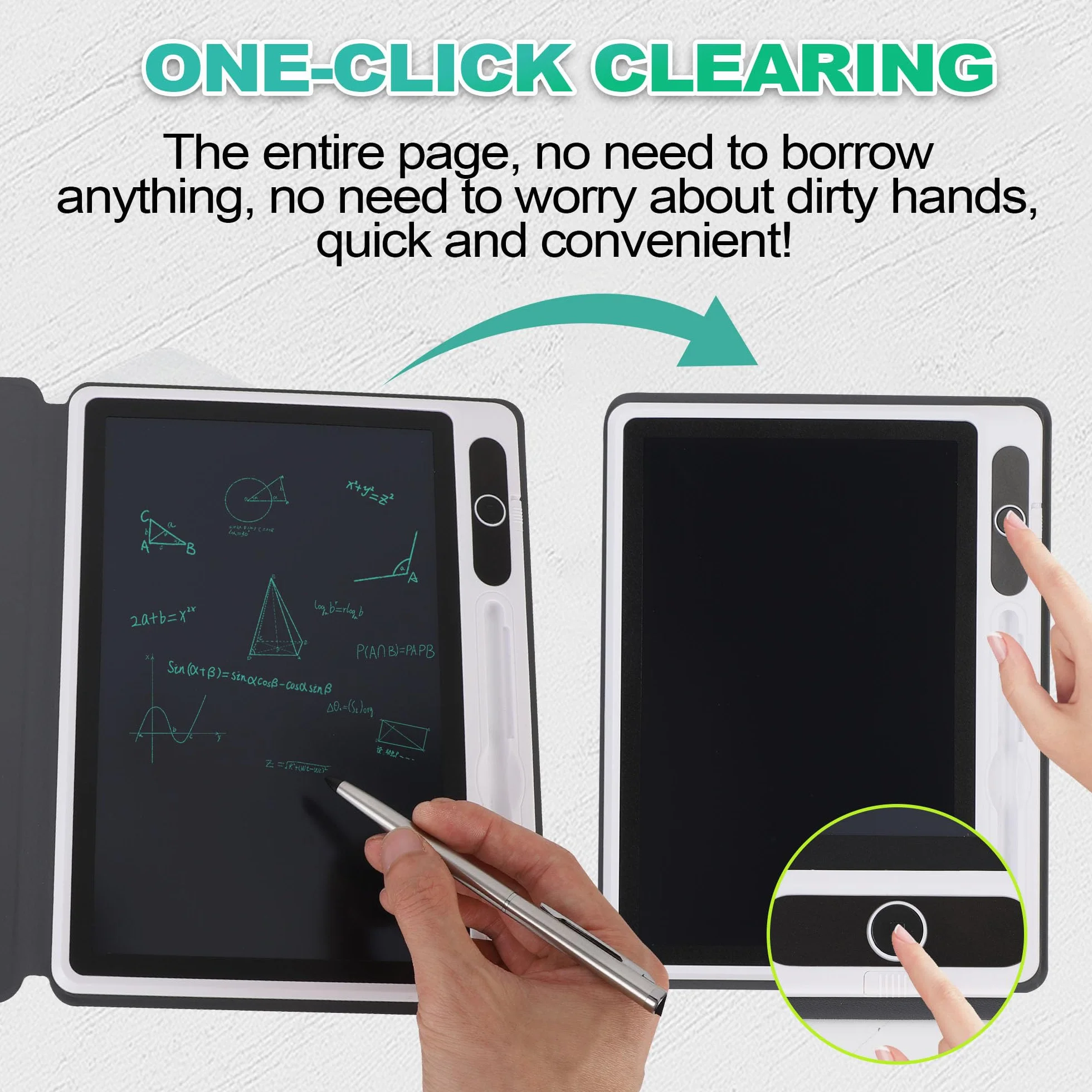 Elektroniczny notatnik LCD, podkładka do rysowania materiały biznesowe cyfrowy notatnik elektroniczny tablet notebook USB narzędzie do ręcznego malowania 23 cm (czarny (z etui ze sztucznej skóry))