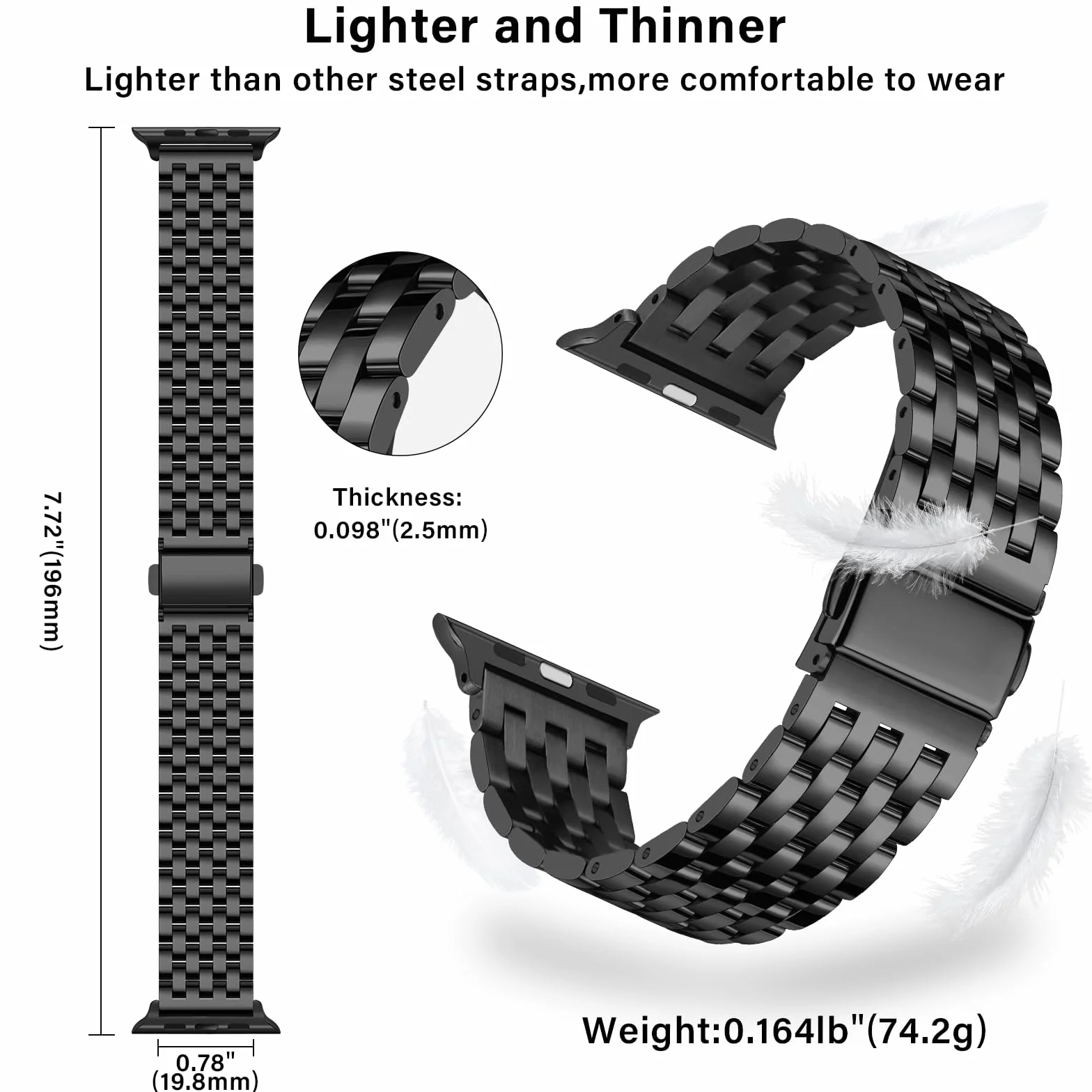 Tasikar Metalowy pasek kompatybilny z Apple Watch 49 mm 46 mm 45 mm 44 mm 42 mm 41 mm 40 mm 38 mm ze stali nierdzewnej do iWatch Ultra SE serii 10, 9, 8, 7, 6, 5