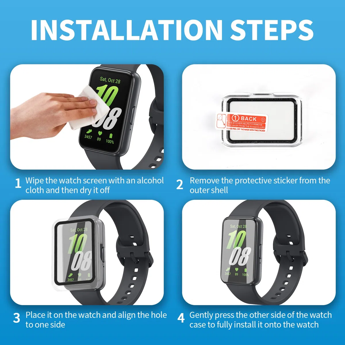 3 sztuki etui do Samsung Galaxy Fit 3, ochrona Galaxy Fit 3, etui ochronne z wbudowanym szkłem hartowanym 9H, twarde etui PC z ochraniaczem ekranu o wysokiej czułości (przezroczyste x 3)