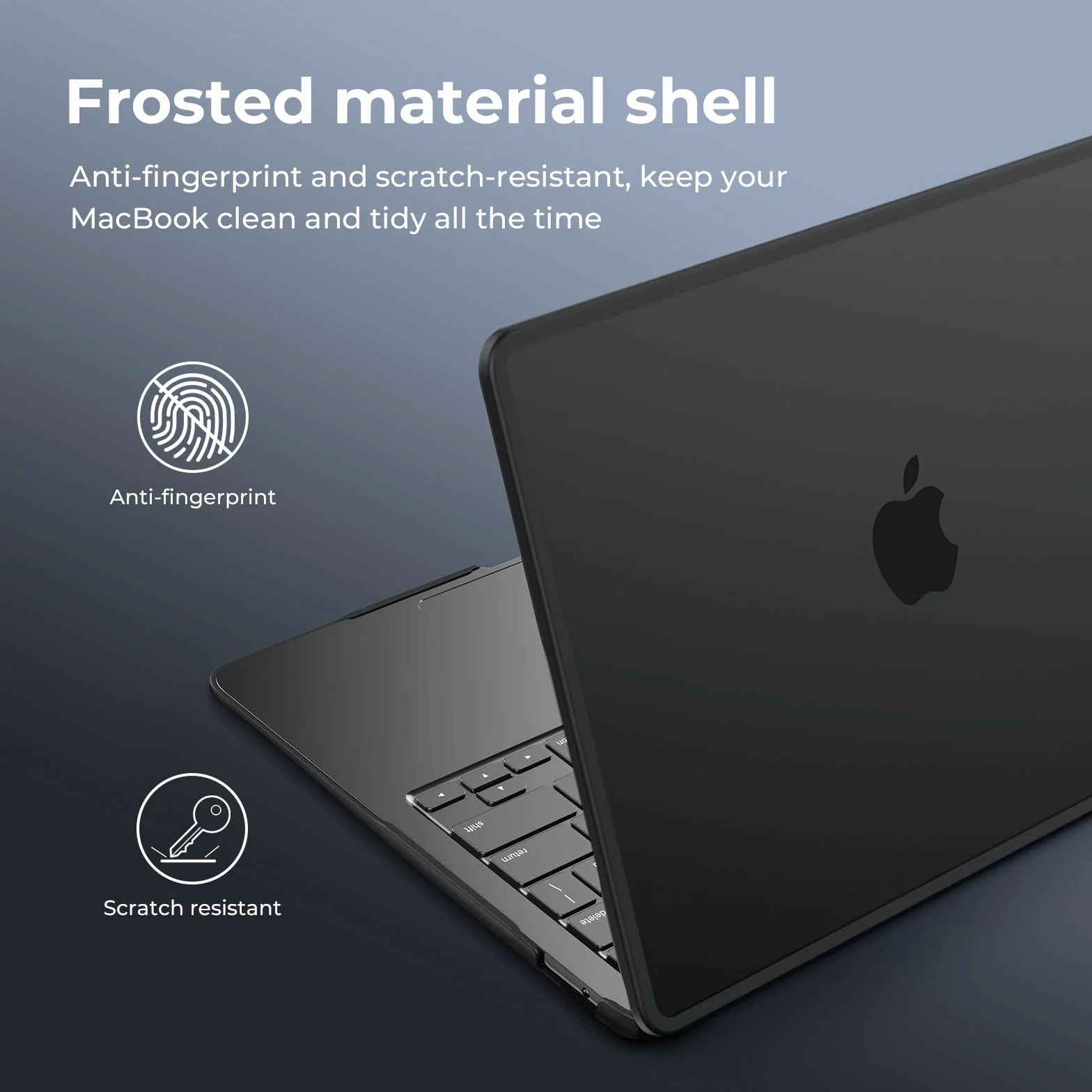 BlueSwan Etui kompatybilne z Macbook Air 13" M1 A2337 A2179 A1932, wydane w latach 2021-2018, Ramka TPU odporna na Pęknięcia + Matowa Osłona PC - Matowa czerń