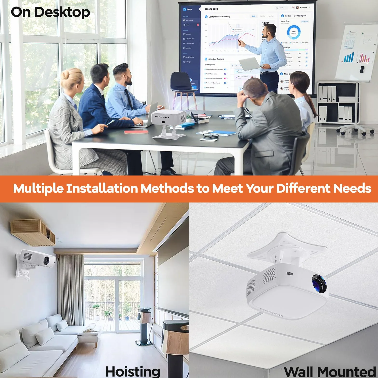 Stojak wielofunkcyjny do projektora biały