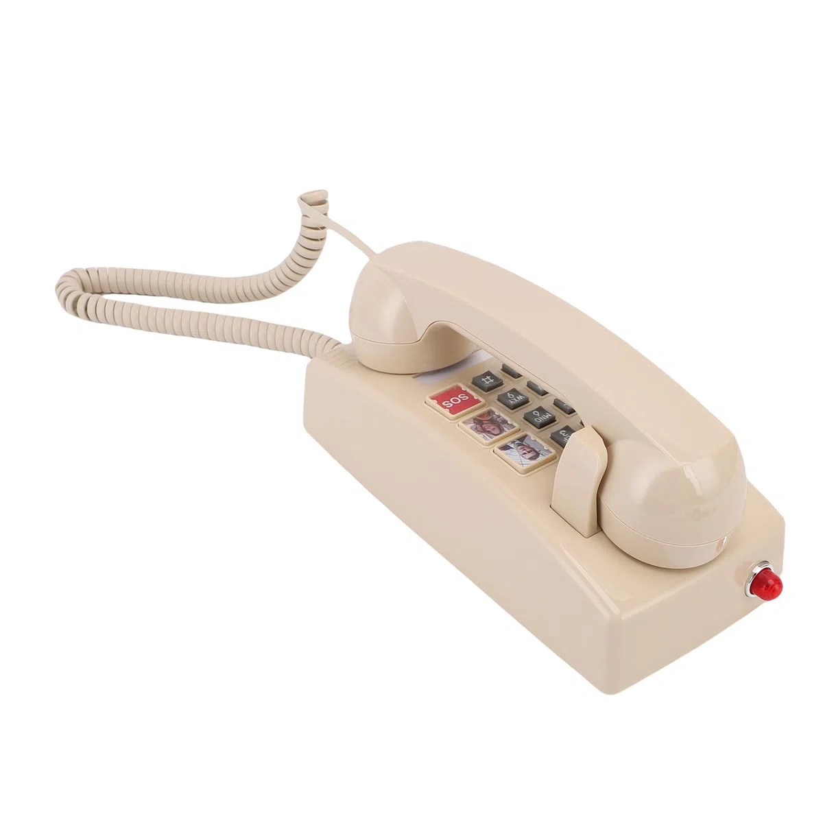 Cocoarm Telefon ścienny w Stylu Retro, Telefon do Montażu Naściennego z ABS, z 3 Przyciskami Szybkiego Wybierania, 3 Poziomami Głośności i Lampkami Stanu, łatwy w Obsłudze dla Domu, Biurka dla