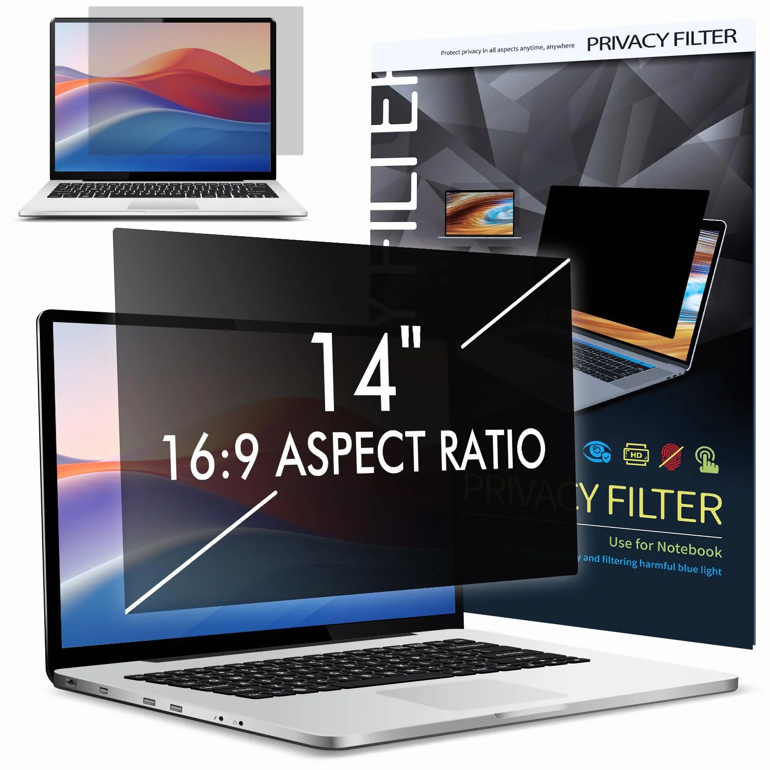 LAMA Filtr prywatyzujący do laptopa 14" ochrona przed wzrokiem UV niebieskie światło