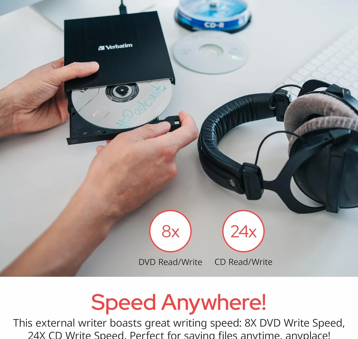 Verbatim 98938 Zewnętrzna nagrywarka CD/DVD Slimline USB 2.0 czarna