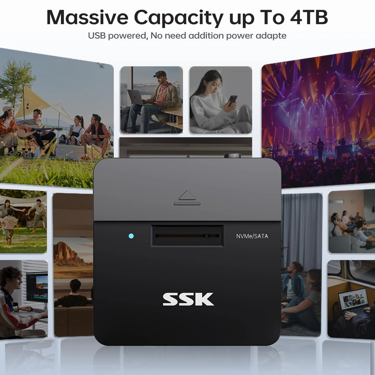 SSK Adapter M.2 NVMe i SATA SSD na USB, stacja dokująca M.2 10 Gb/s, obudowa SSD USB 3.2 Gen 2, czytnik M.2 do dysku SSD M/B+M w rozmiarze 22110/2230/2242/2260/2280
