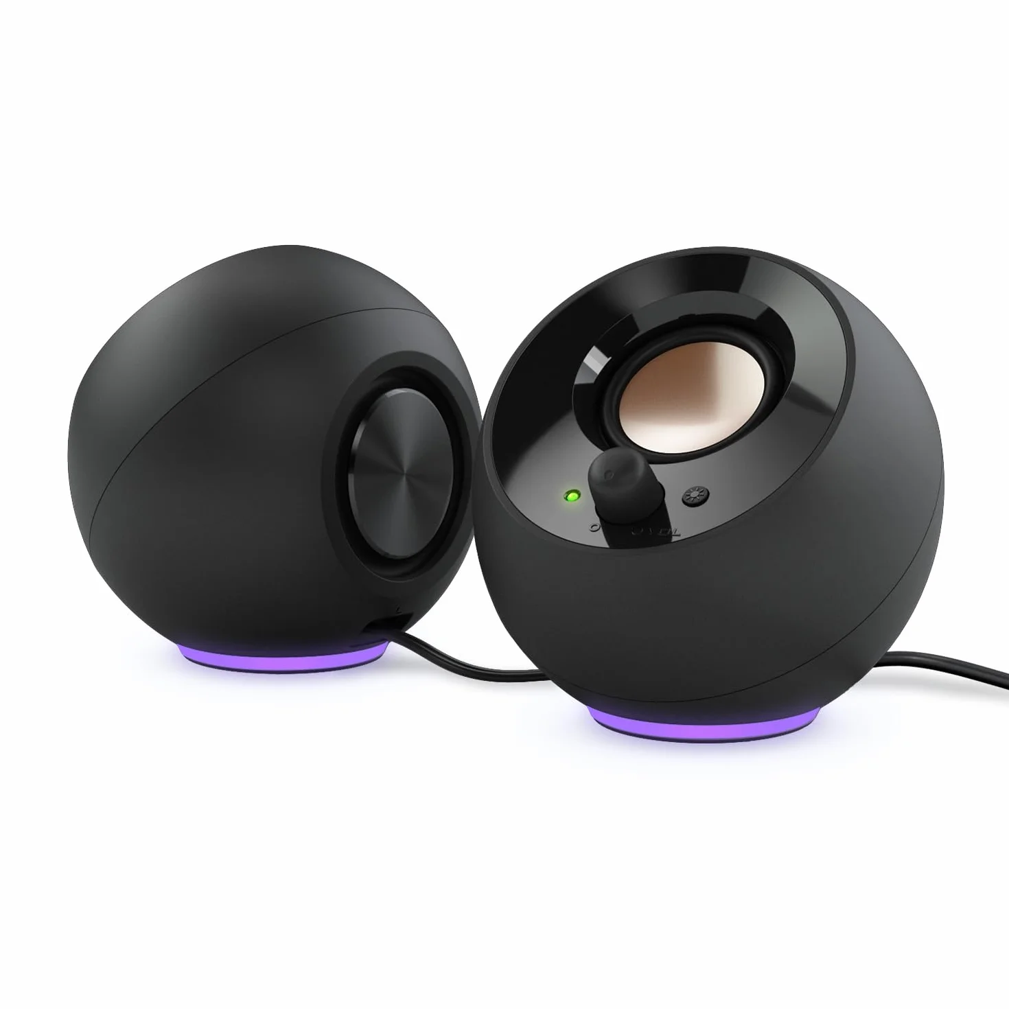 CREATIVE Pebble SE Minimalistyczny głośnik PC 2.0 zasilany USB-C z oświetleniem RGB, wejście AUX 3,5 mm, moc RMS do 4,4 W do komputerów i laptopów (czarny)