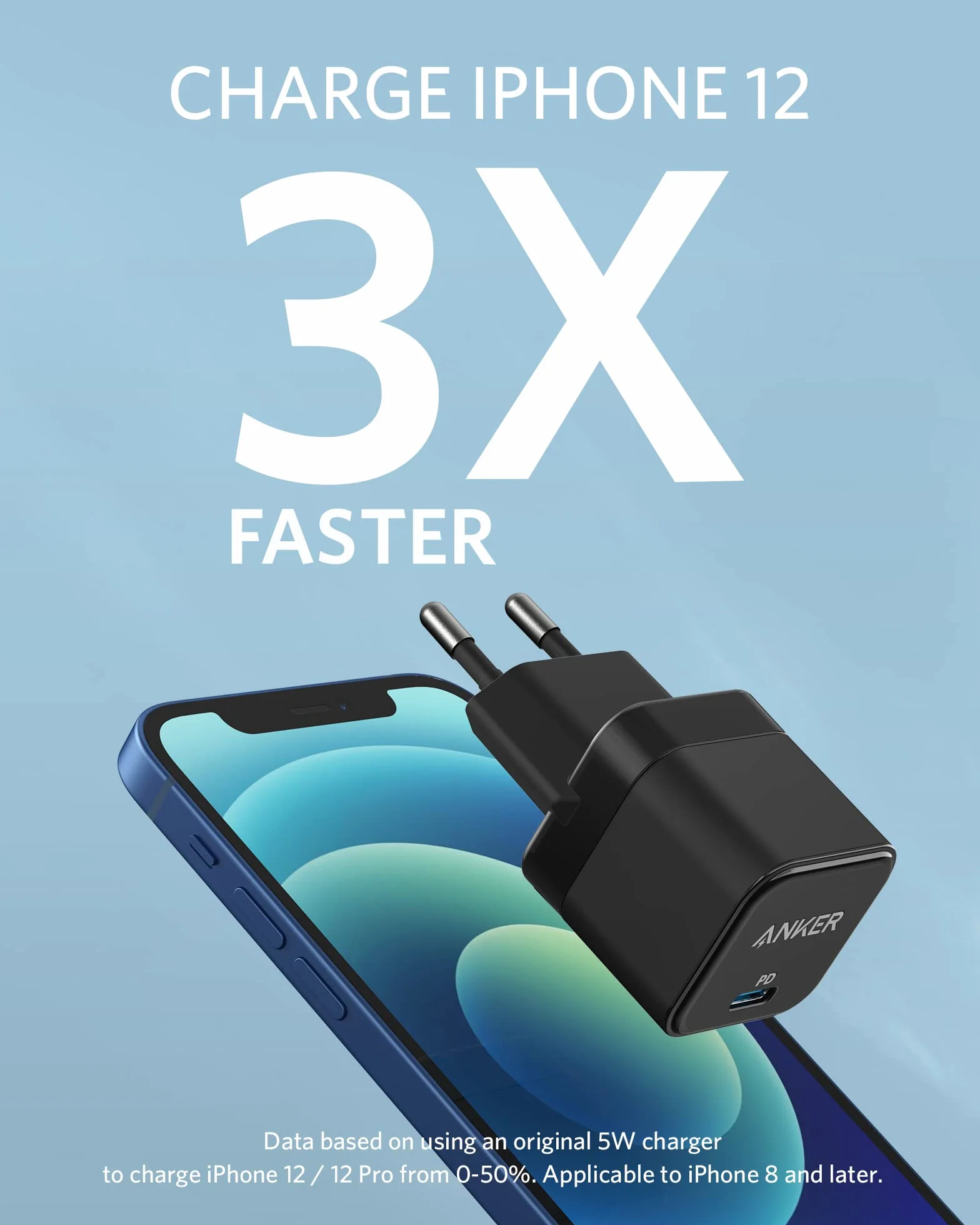 Anker PowerPort III 20 W USB-C zasilacz kostka szybkiego ładowania, kompatybilny z iPhone 16/15/14/13, Galaxy, Pixel 4/3, iPad/iPad Mini (czarny)