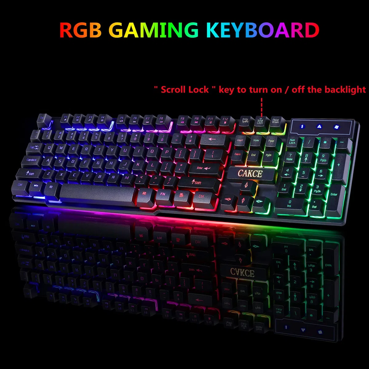 Klawiatura do gier RGB i kolorowa mysz, przewodowe podświetlenie LED USB mysz do gier i klawiatura do laptopa PC gier i pracy, blask liter, uczucie mechaniczne