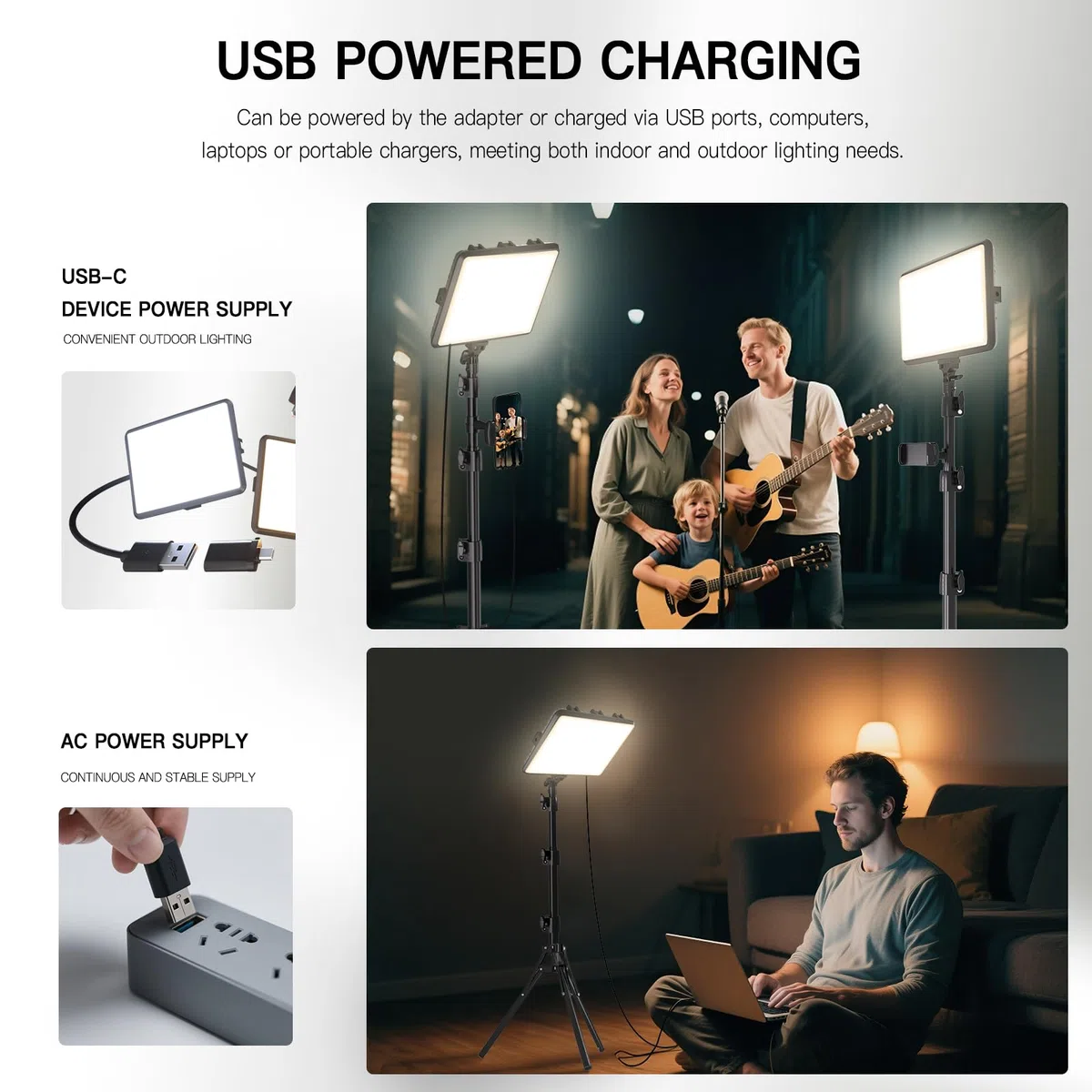 Zestaw 2 lamp wideo LED, NiceVeedi Studio Light, 2800-6500 K, ściemniany zestaw oświetlenia fotograficznego, ze statywem i uchwytem na telefon, strumień świetlny 185.4 cm do nagrywania wideo