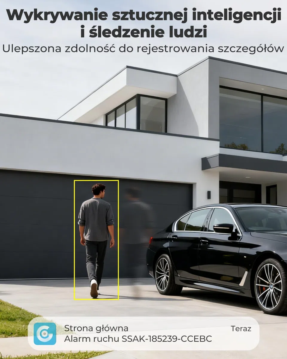 GENBOLT 2K AOV WiFi Kamera Zewnętrzna Solarna, Nagrywanie 24/7 Kamera IP Zewnętrzna Monitoringu PTZ z Wykrywaniem AI 90FT, Kamera CCTV Baterią 8W 10400 mAh, Automatisk Spårning, Aktivt försvar