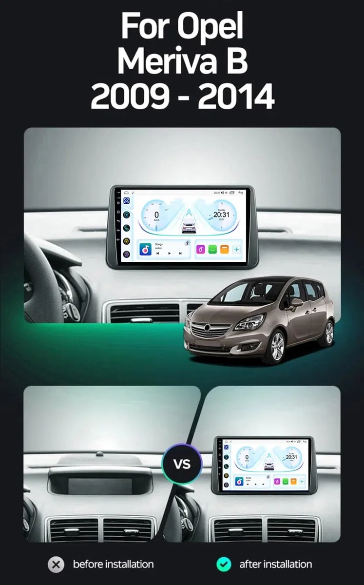 9-calowy dotykowy radio GPS dla Opel Meriva B 2009-2014, obsługuje BT WiFi Mirror Link 4G sterowanie z kierownicy(HM607 8 Core 4G+Wifi 2+64GB)