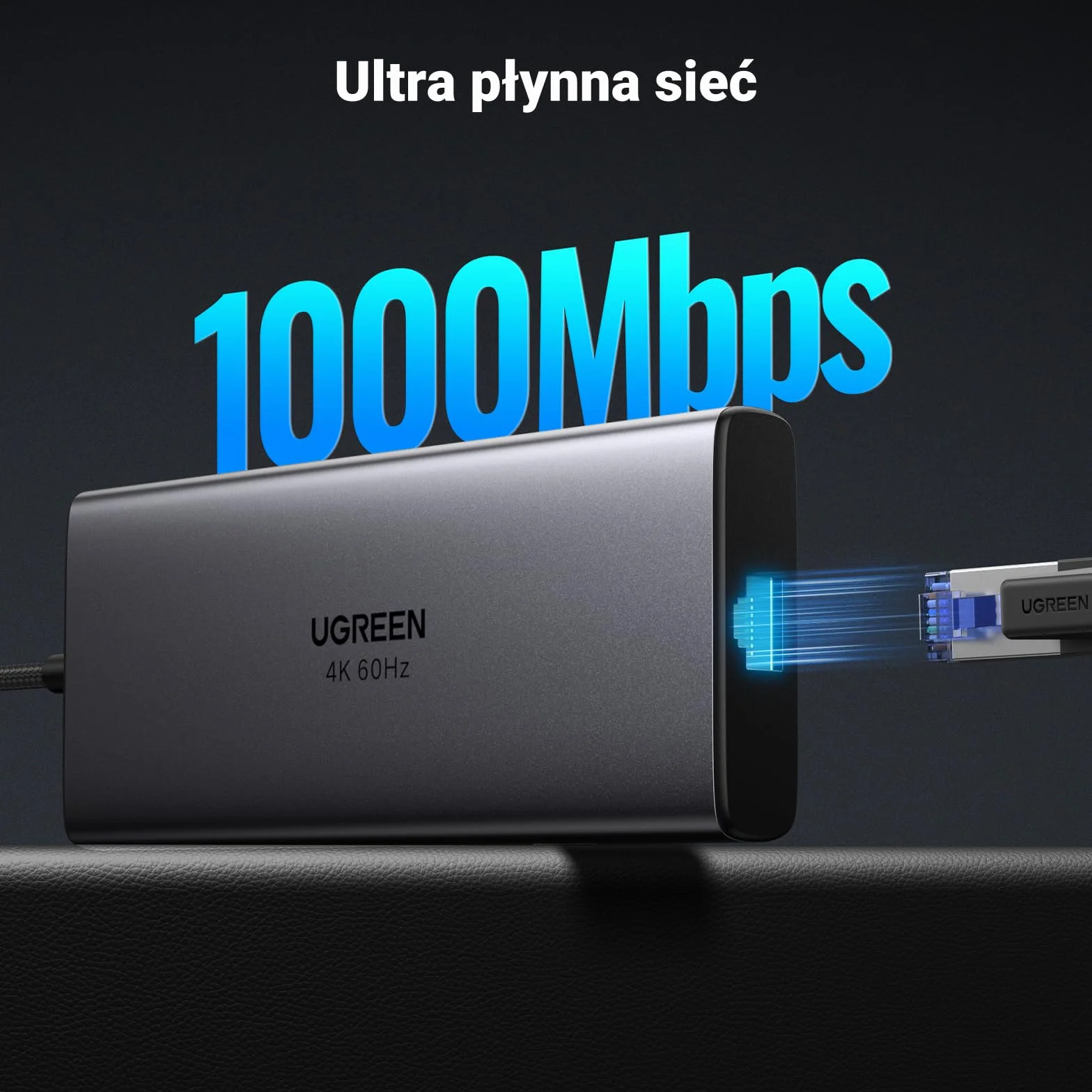 UGREEN Revodok Stacja Dokująca USB C z Połączeniem Danych 10 Gb/s 3.2, 4K 60 Hz HDMI, PD100W, Ethernet, Czytnik Kart SD/TF, Koncentrator USB A 3.0 Kompatybilna z MacBook, iPad, Surface