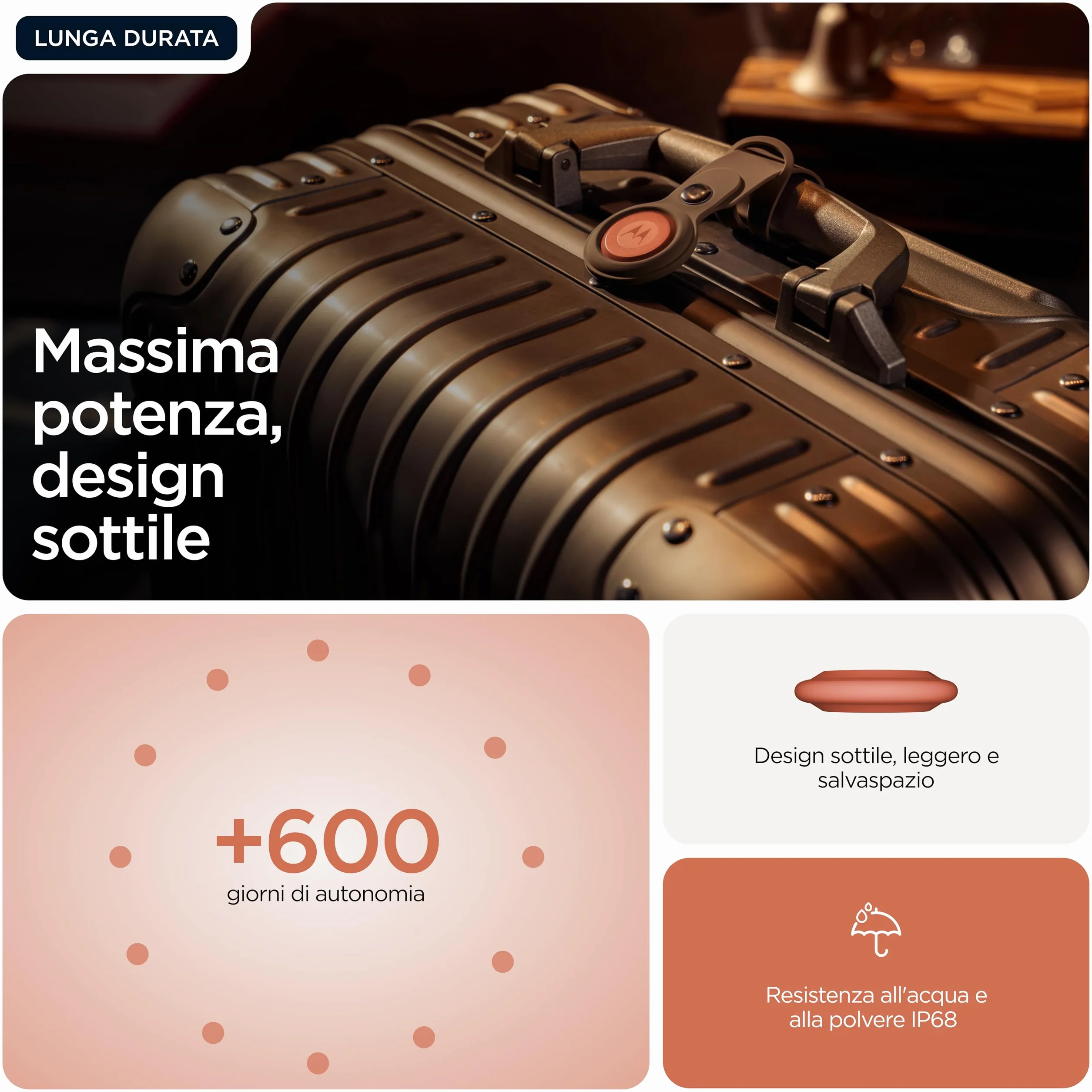 Motorola Moto Tag 2 (4-Pack), Android Tracker, Bluetooth Channel Sounding + UWB, ochrona IP68, długa żywotność baterii, Pantone Arabesque i Laurel Oak
