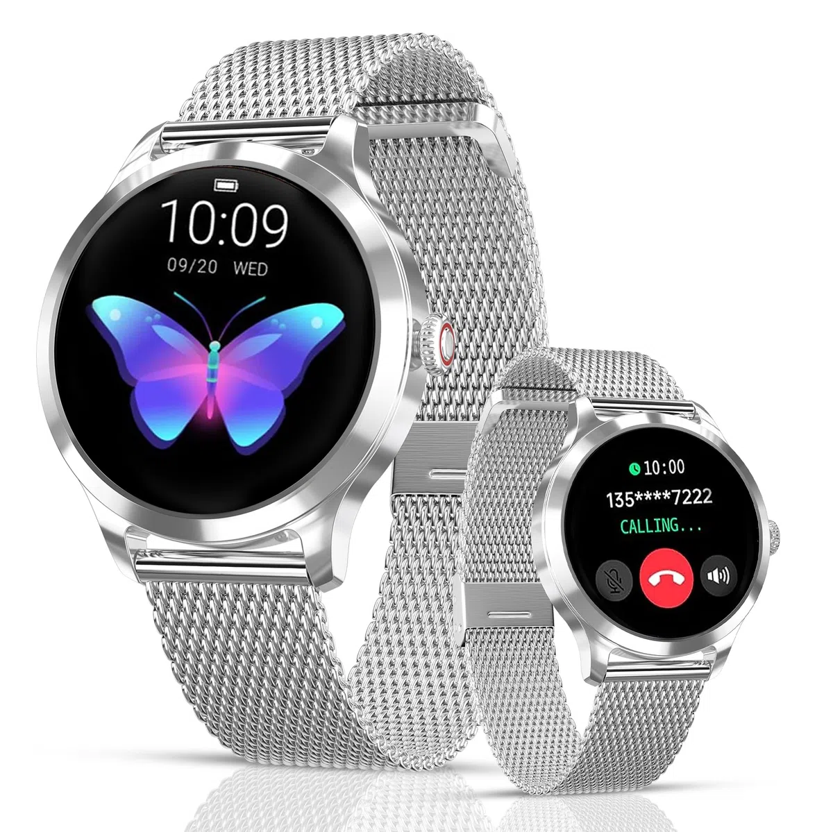 Round 2 Smartwatch damski z funkcją telefonu, asystent głosowy, mały, okrągły, 1,19" SpO2, monitor tętna, monitor ciśnienia krwi, monitor snu, Whatsapp, zegarek damski z systemem